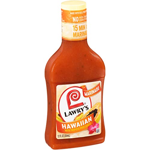 Lawry's Hawaiian Marinade with Tropical Fruit Juices - 12 fl oz Bottle for Grilling Chicken, Pork & Seafood | Perfect for BBQ, Luau Parties & Hawaiian Dishes