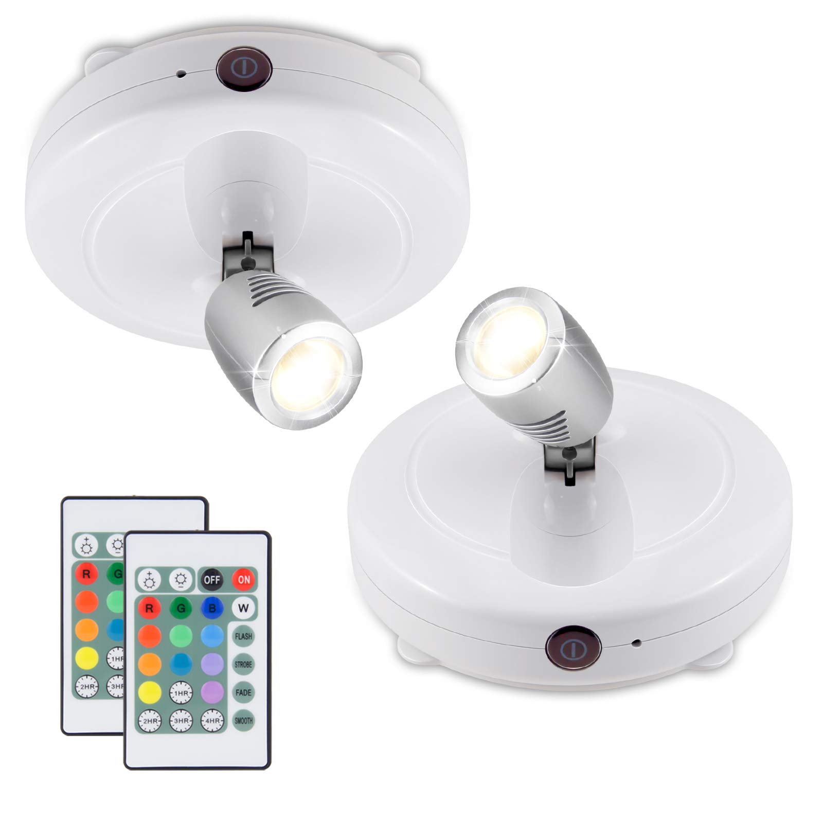 LUXSWAY 12-Color Dimmable LED Puck Lights with Remote - Battery Operated Rotatable Spotlights for Closet, Accent & Dart Board Lighting - Indoor Stick-On Wall Lights for Home Decor & Game Room Ambiance