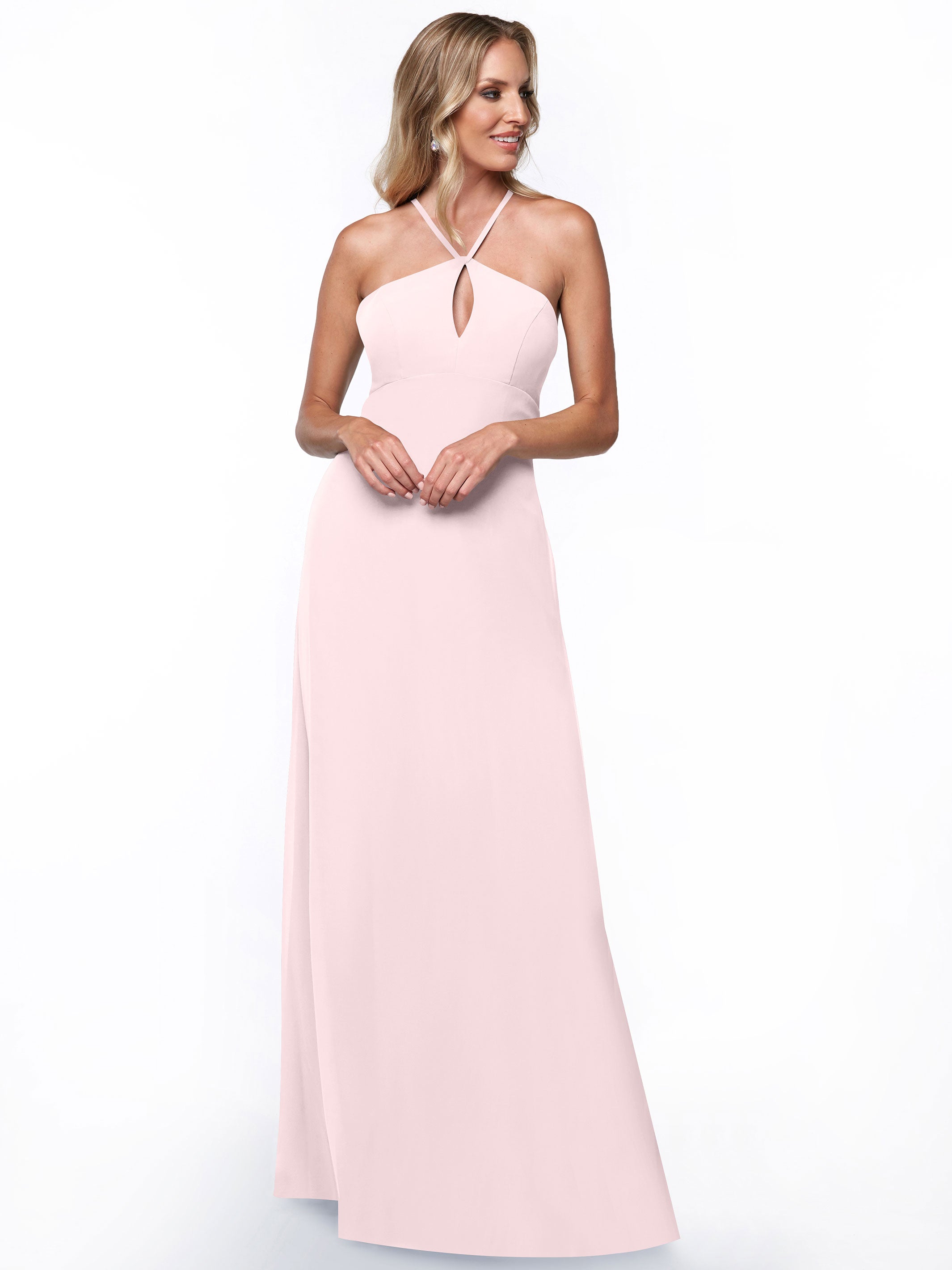 Elegant A-Line Chiffon Bridesmaid Dress with Keyhole Halter Neckline - Perfect for Weddings, Formal Events & Special Occasions