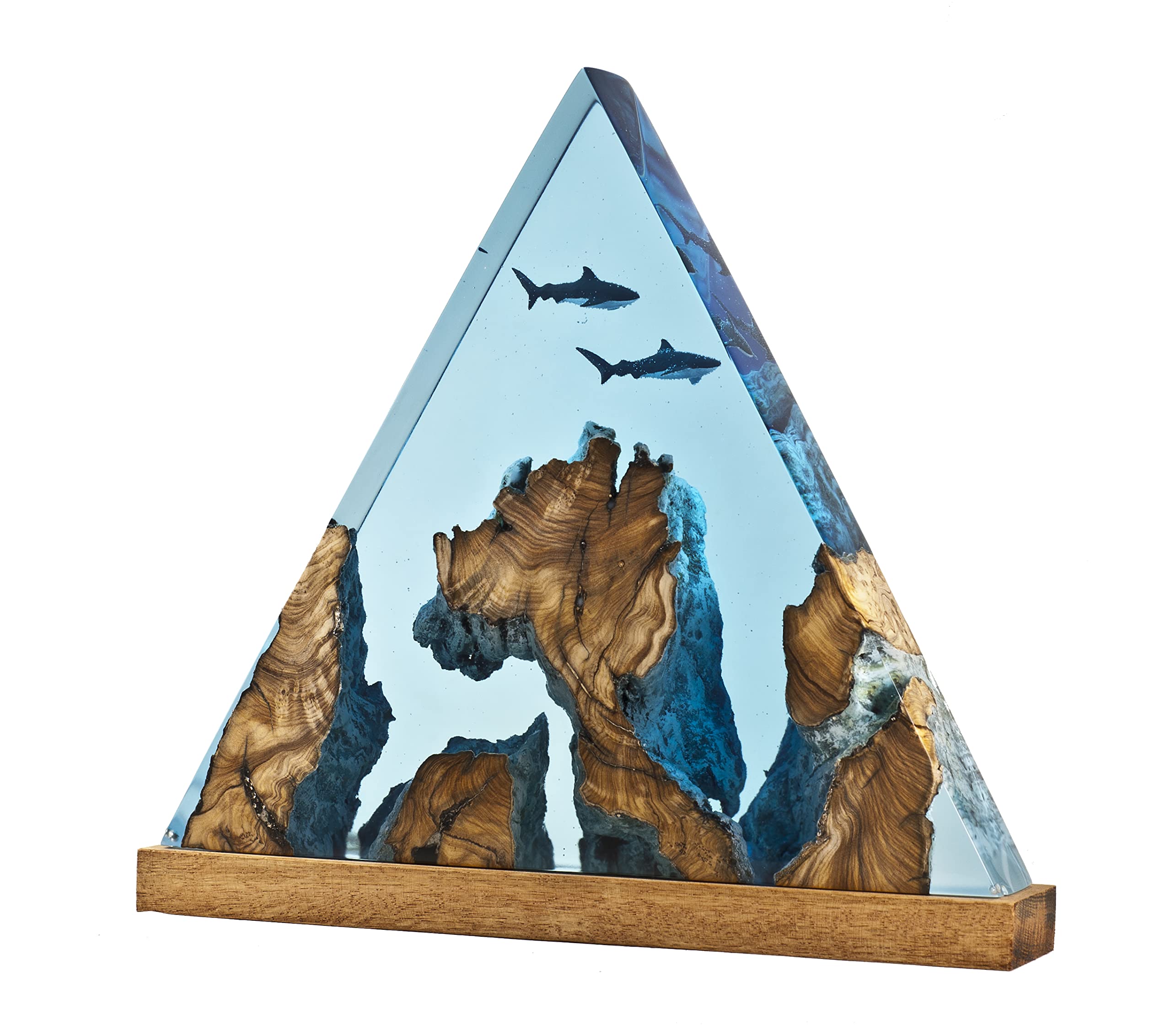 Shark Epoxy Resin Lamp - Handmade Whale & Sea Animal Night Light, Modern Bedside Table Lamp for Bedroom, Kids Room & Living Room Decor | Perfect as Nature-Themed Gift & Relaxing Nightlight