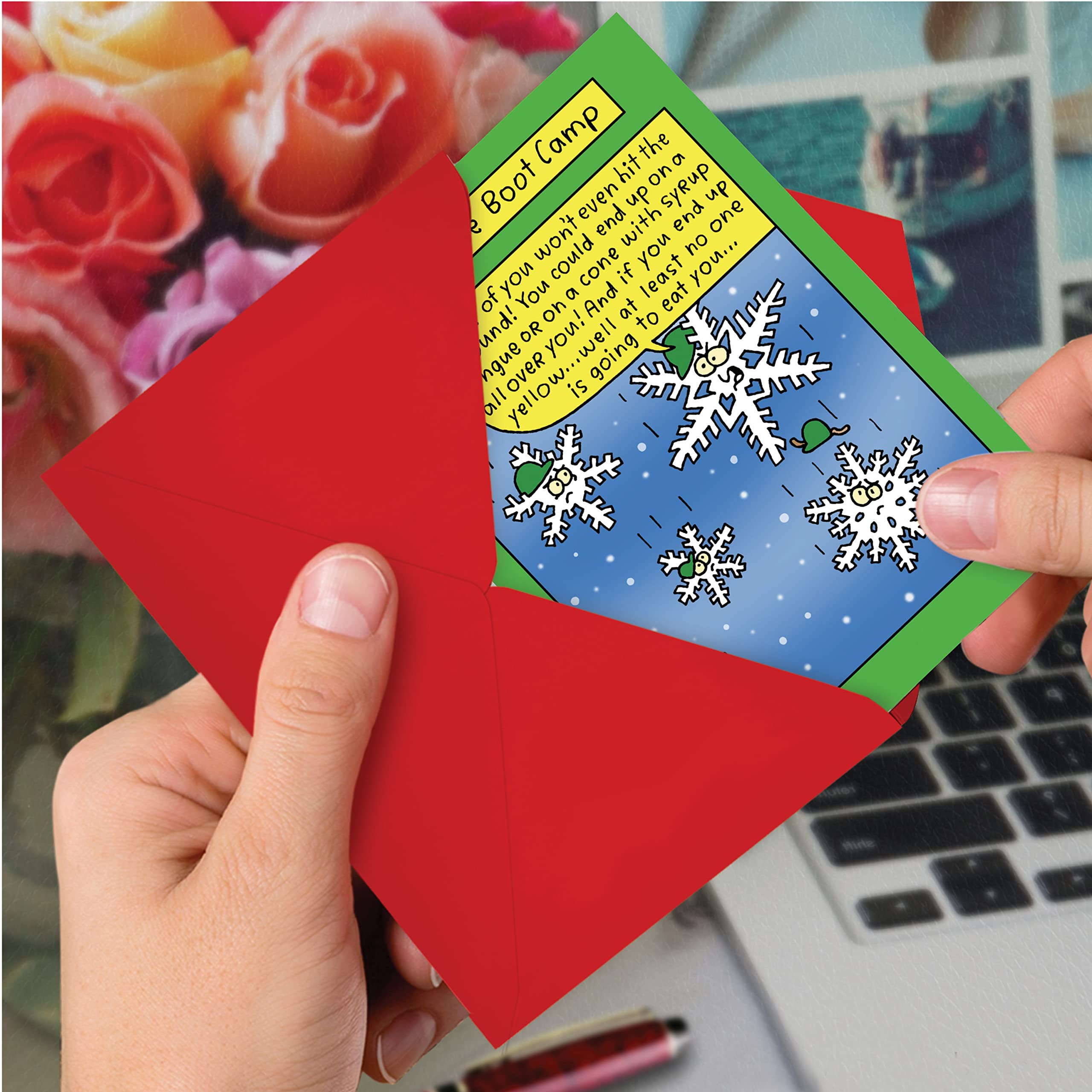 Funny Christmas Cards for Adults - 12 Holiday Greeting Cards with Cartoon Xmas Humor (1 Design, Boxed Set) - Perfect for Office Parties, Family Gatherings & Secret Santa Exchanges