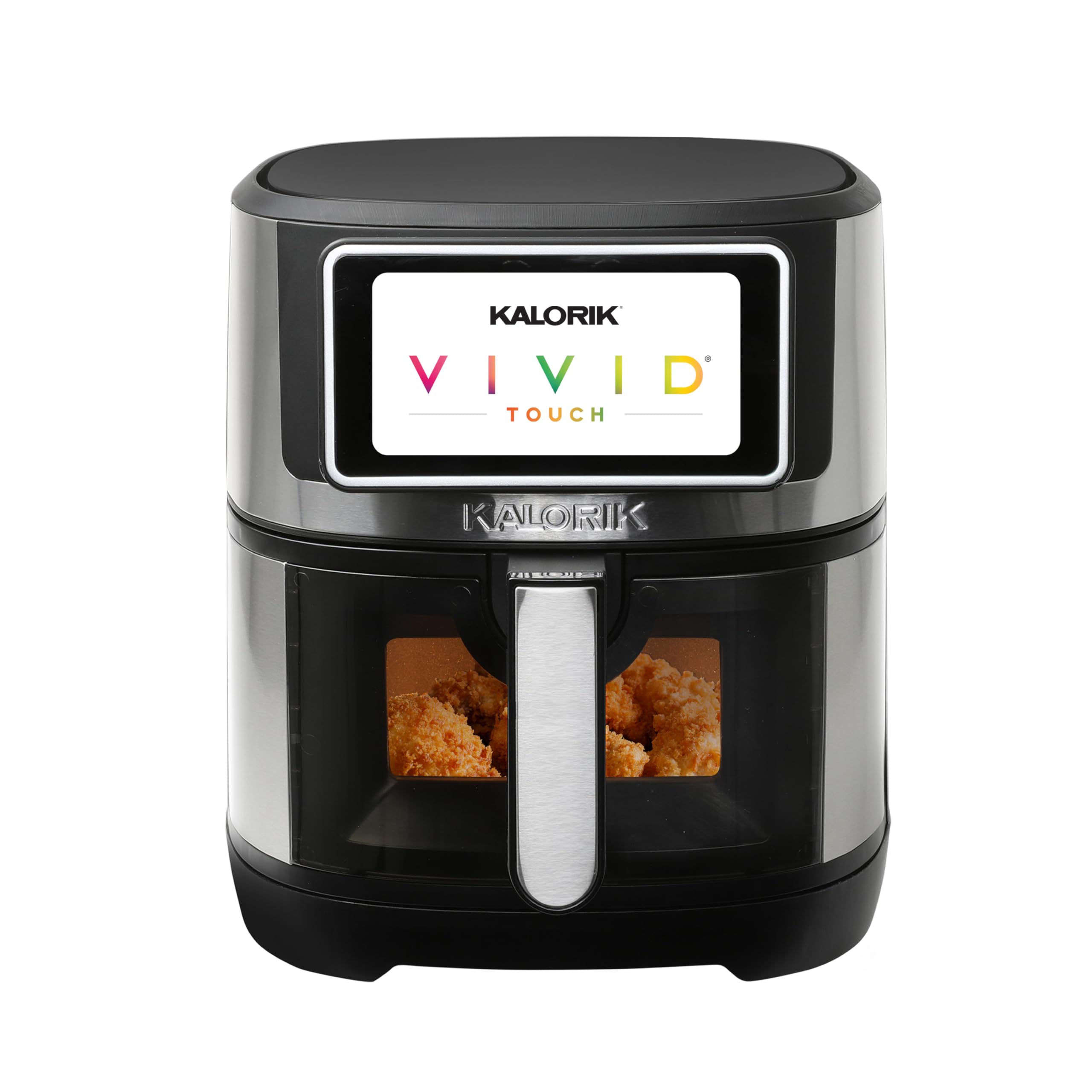Kalorik VIVID TOUCH 5QT Air Fryer with Digital Touchscreen - 12 Food Presets, View Window & 1500W Power - Stainless Steel Countertop Oven for Healthy Frying, Baking & Roasting - Perfect for Family Meals & Party Snacks