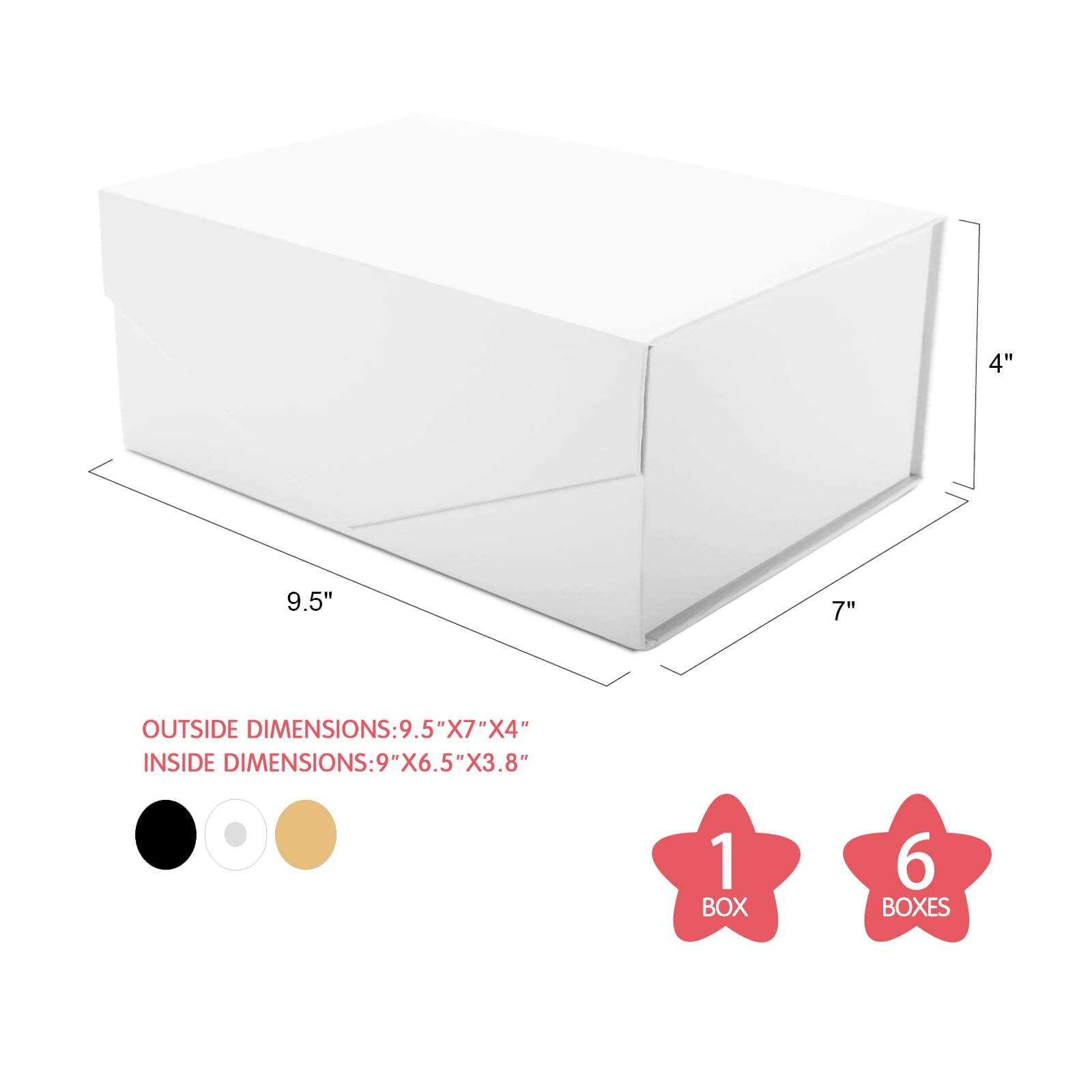 Premium White Magnetic Closure Gift Box with Lid - 9x6.5x3.8 Inch Elegant Wedding, Bridesmaid Proposal & Birthday Present Packaging | Collapsible Rectangle Box for Jewelry, Cosmetics & Special Occasion Gifts