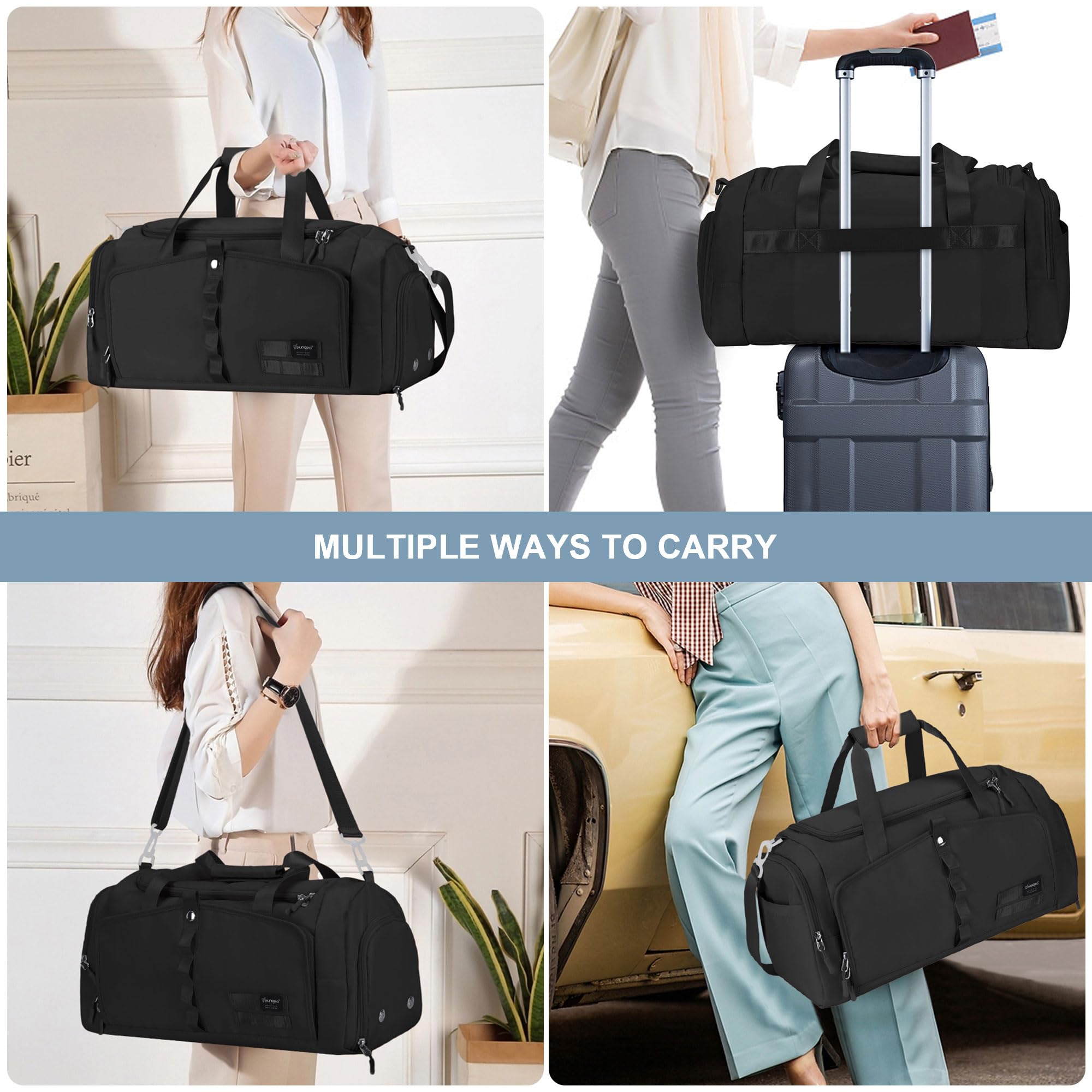 Best Gym Bag for Women with Shoe Compartment - 25L Large Capacity Workout Tote Bag for Fitness, Yoga & Travel - Durable Black Sports Bag for Gym, Work & Weekend Getaways