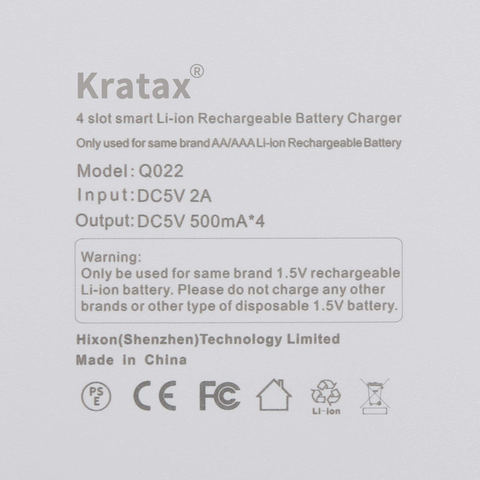 Kratax 4-Bay AA AAA Battery Charger for Rechargeable Batteries - Fast Charging with LED Indicator - Perfect for Cameras, Toys, and Home Electronics (Charger Only)