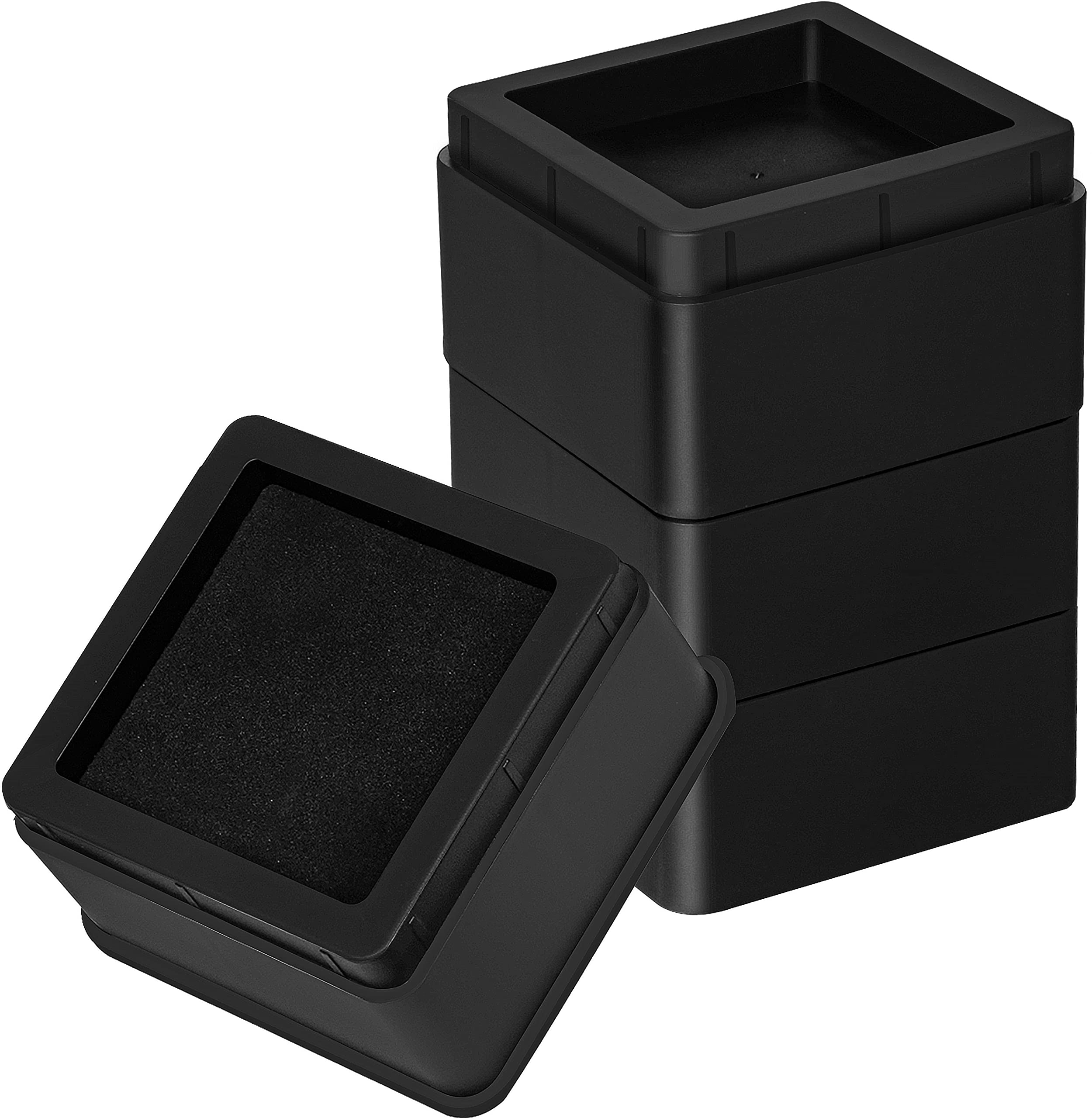 Utopia Bedding 4-Pack 2-Inch Bed Risers - Heavy Duty Plastic Furniture Risers with Anti-Slip Foam & Rubber Pads - Stackable Square Risers for Sofa, Bed, Table & Chair Lifting - Perfect for Dorm Rooms, Home Furniture & Office Spaces (Black)
