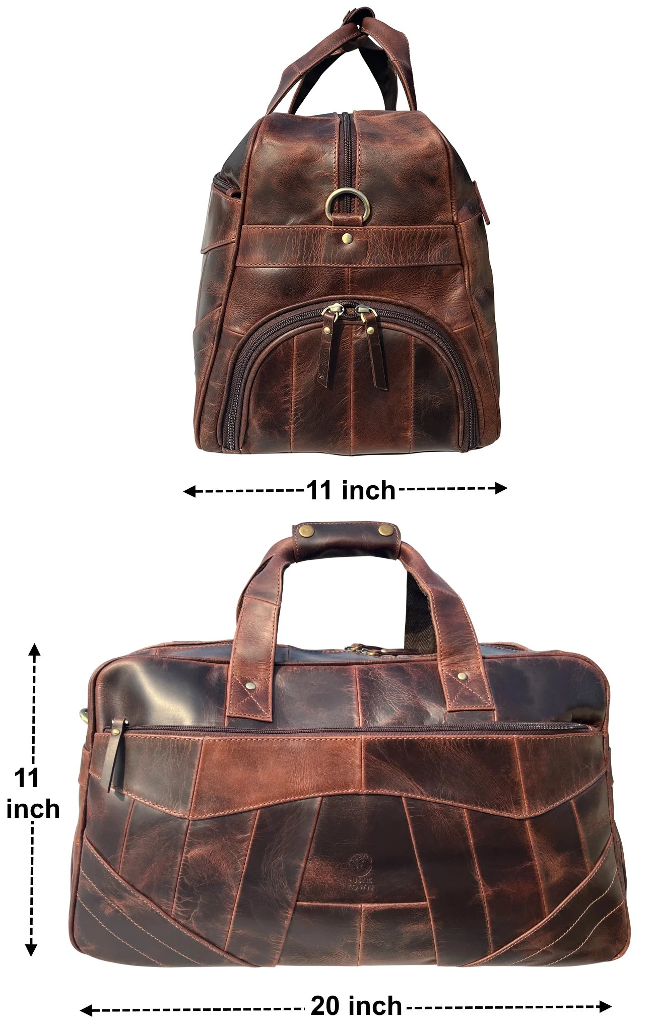Premium John Leather Travel Duffle Bag with Shoe Compartment - Walnut Brown - Perfect for Gym, Weekend Getaways & Business Trips