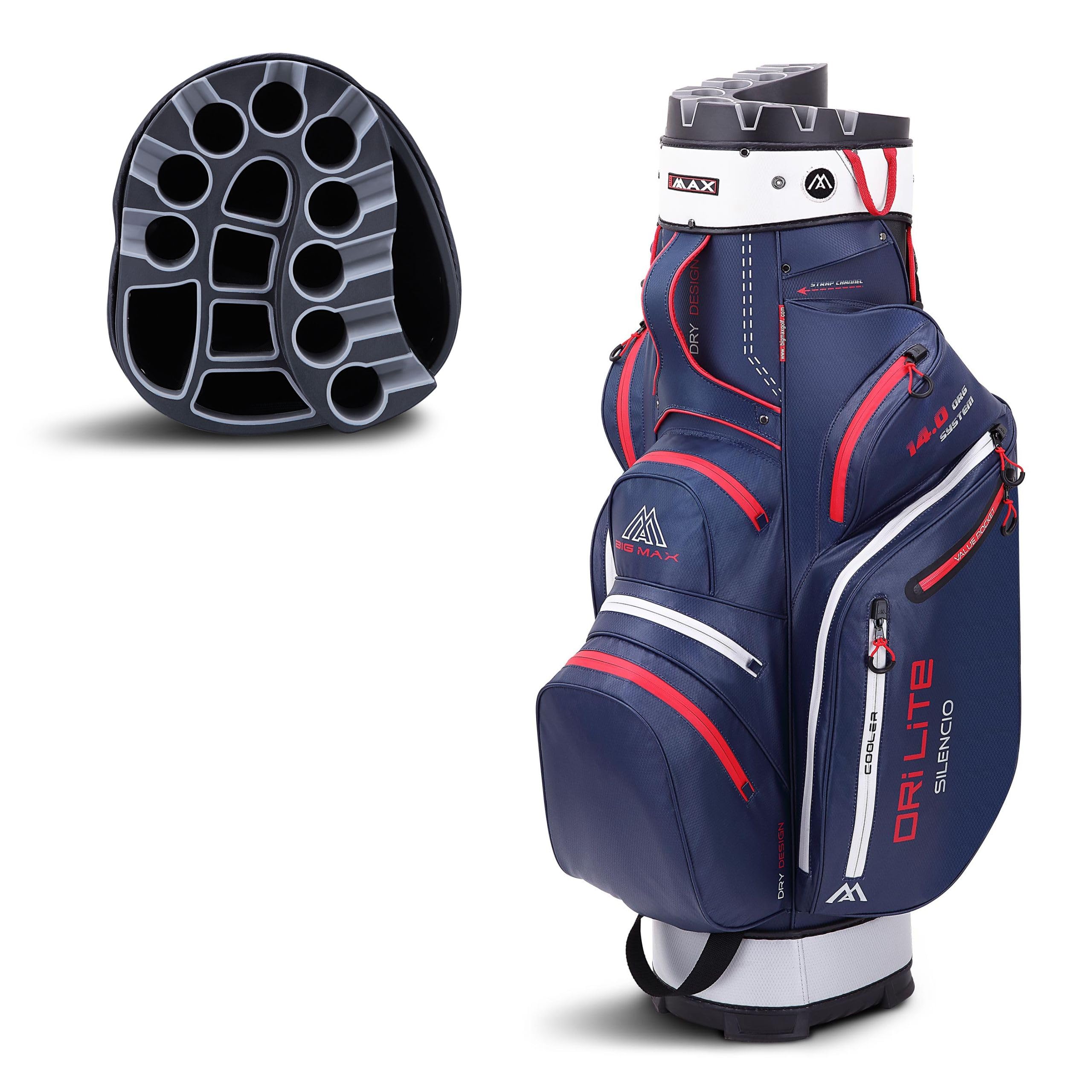 Big Max Dri Lite Silencio 2 - Waterproof Golf Cart Bag with 14-Way Club Divider, Waterproof Zipper Pockets & Built-In Cooler | Premium Golf Accessories for Tournaments & Practice Rounds