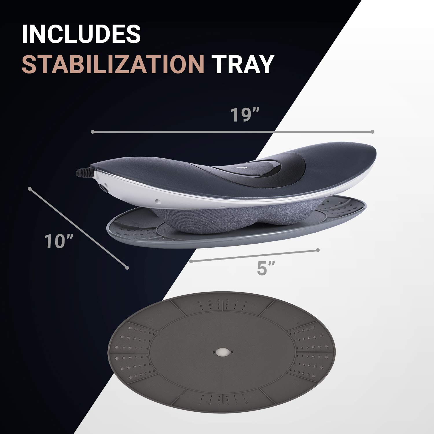 Back Pain Relief Device - Vibrating Massage Lumbar Stretcher with Infrared Heat & Air Pressure Spinal Decompression - Automatic Lumbar Traction Wedge for Home & Office Use