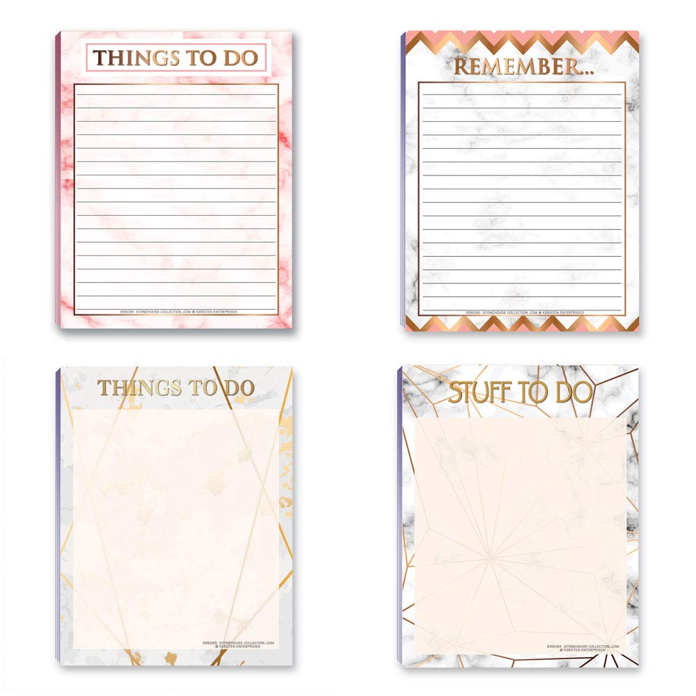 Stonehouse Collection Marble Notepads - 4 Pack Assorted Marble Pattern To-Do List Notepads, Memo Pads, Office & Home Organization, Perfect Small Gift Idea for Coworkers & Friends