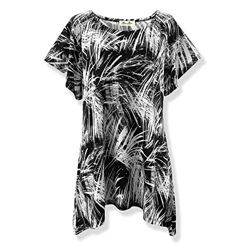 Black/White Brushstroke Print W. Sparkly Silver Sequin Glitter Dots