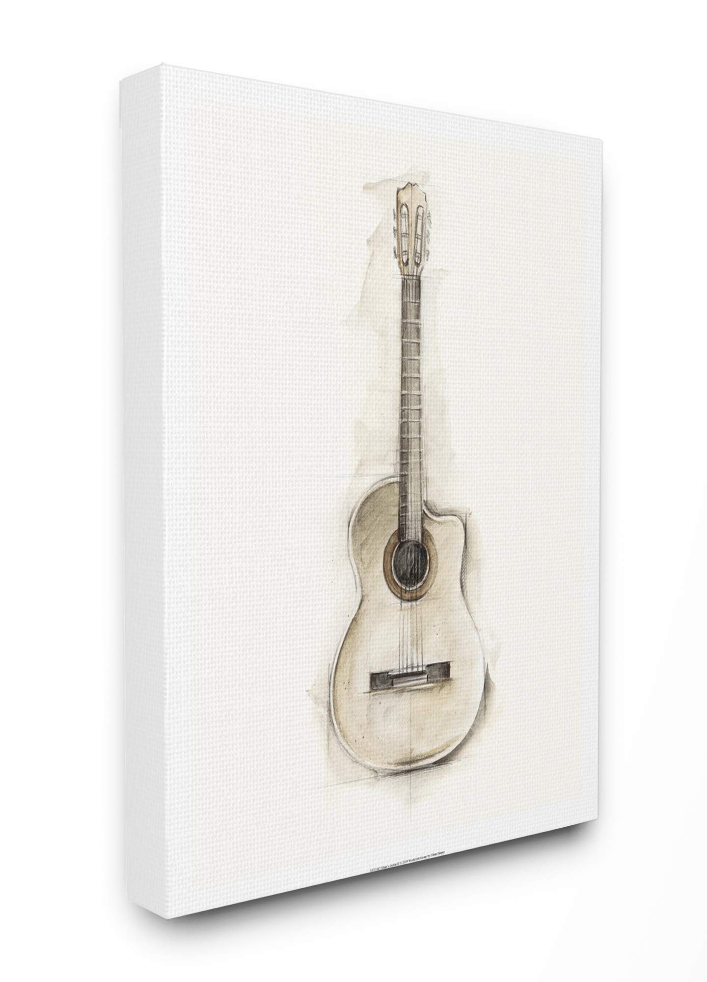 Stupell Industries Acoustic Guitar Watercolor Art Print - 36x48 Inches Canvas Wall Decor by Artist Ethan Harper - Perfect for Living Room, Bedroom & Music Studio Decor