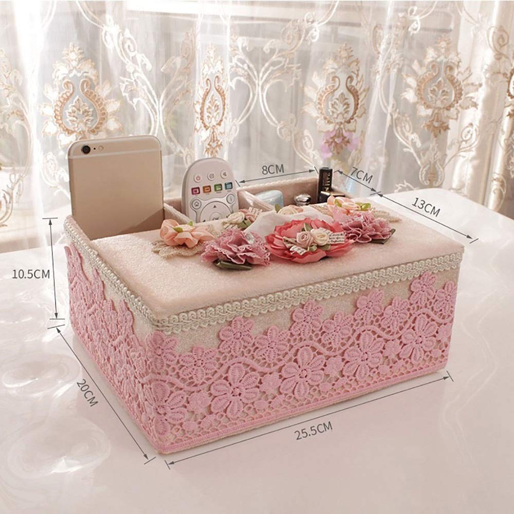 3-Compartment Fabric Cotton Organizer Caddy - Storage Box for Tissue, Remote Control, Tablet & Phone - Multi-Purpose Towel Dispenser for Home, Office and Bathroom Organization