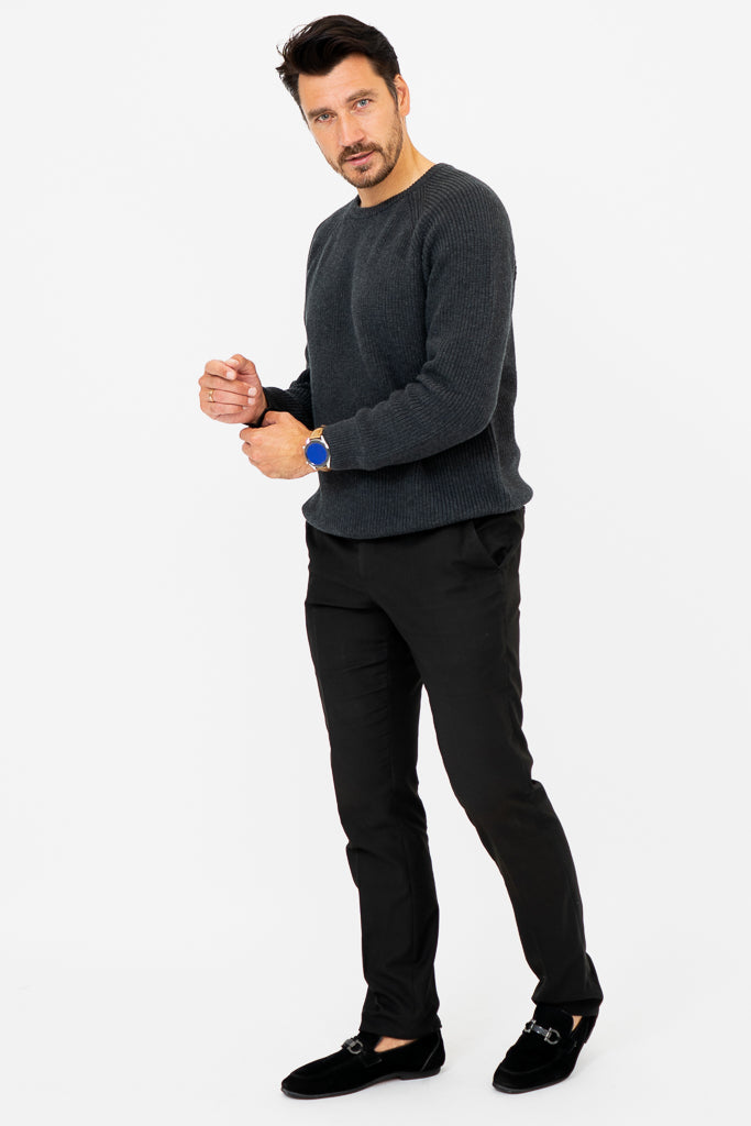 Jackson Men's Cotton Sweater - Charcoal Gray, Soft & Comfortable Pullover for Casual Wear, Office, and Outdoor Activities