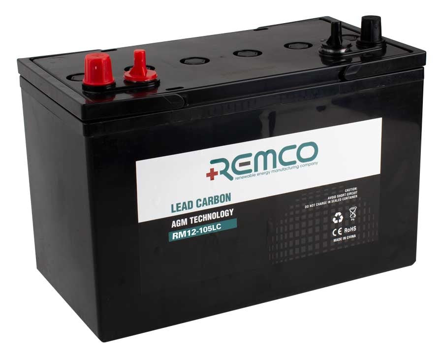12V 105Ah Deep Cycle Lead Carbon Battery for RV, Marine, Solar Power & Off-Grid Applications - Long Lasting Rechargeable Energy Storage Solution