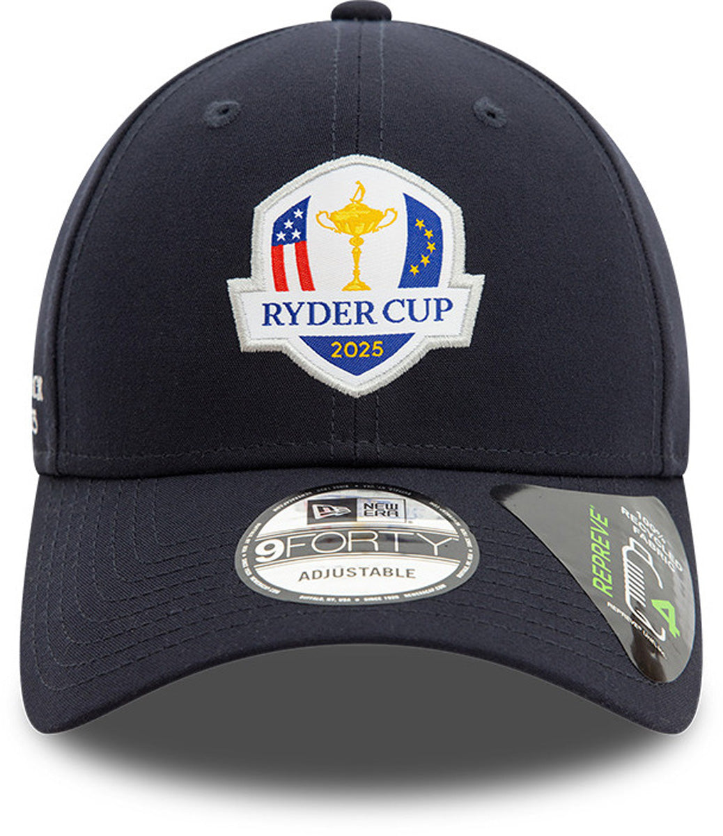 Ryder Cup 2025 Official New Era 9Forty Adjustable Baseball Cap - Navy Blue Repreve Eco-Friendly Fabric for Golf Fans & Sports Enthusiasts