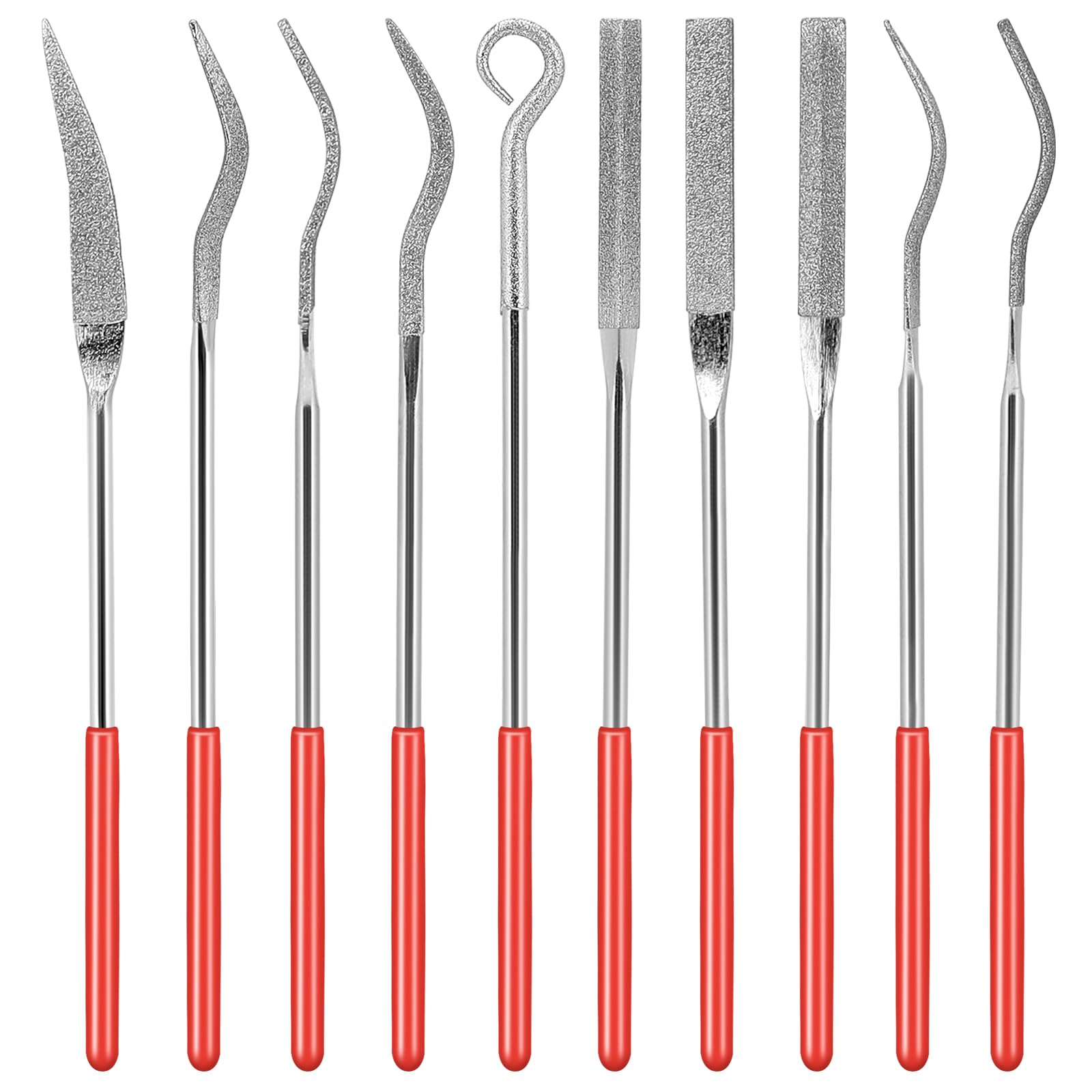 10Pcs Diamond Needle File Set - Mini Metal Files for Jewelry, Stone Carving & Model Making - 140mm/5.5inch Precision Tools for DIY Crafts, Watch Repair & Metalworking Projects