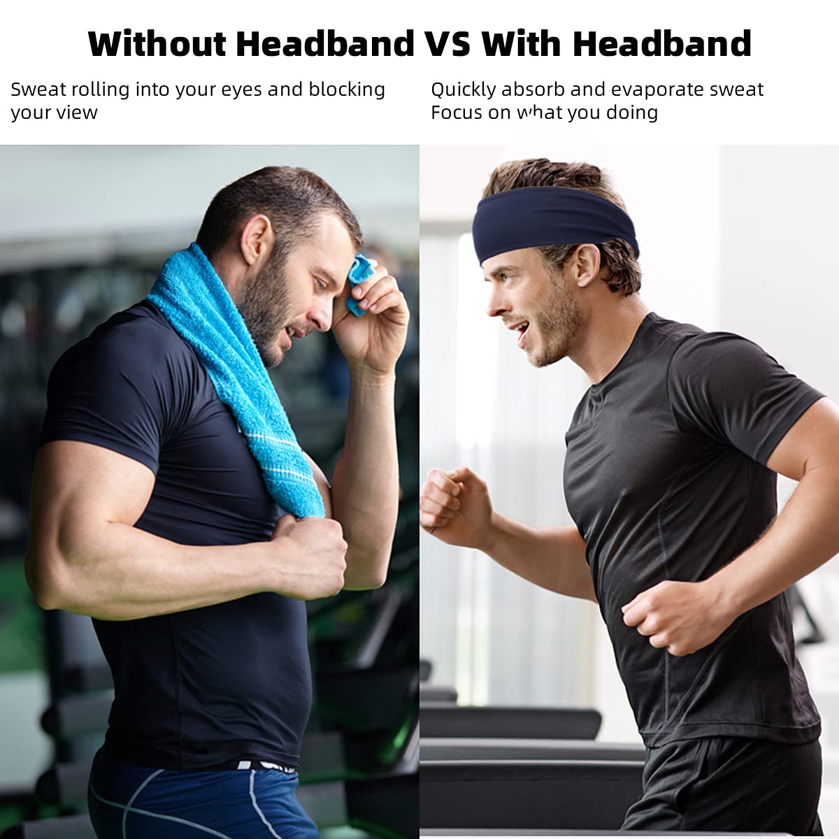 4 Pack Unisex Sports Headbands - Moisture Wicking Workout Head Wraps for Men & Women, Non-Slip Fitness Headbands for Running, Yoga, Gym & Helmet Use | Perfect for Sweat Control During Intense Workouts & Outdoor Activities