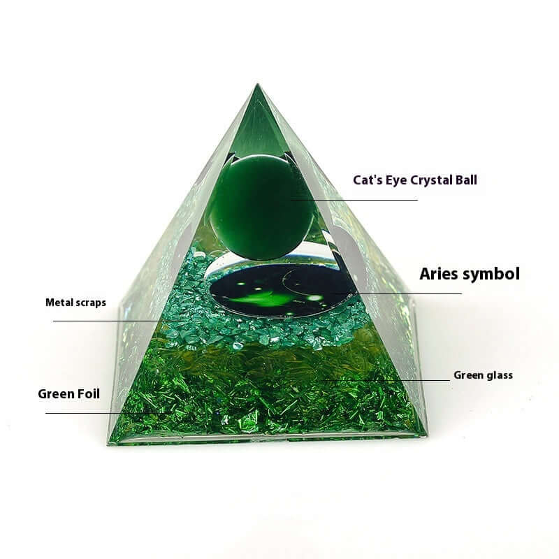 Handmade Zodiac Pyramid Crystal Decor - Feng Shui Home & Office Ornament | Perfect for Meditation, Gift Giving & Spiritual Spaces (A6655)