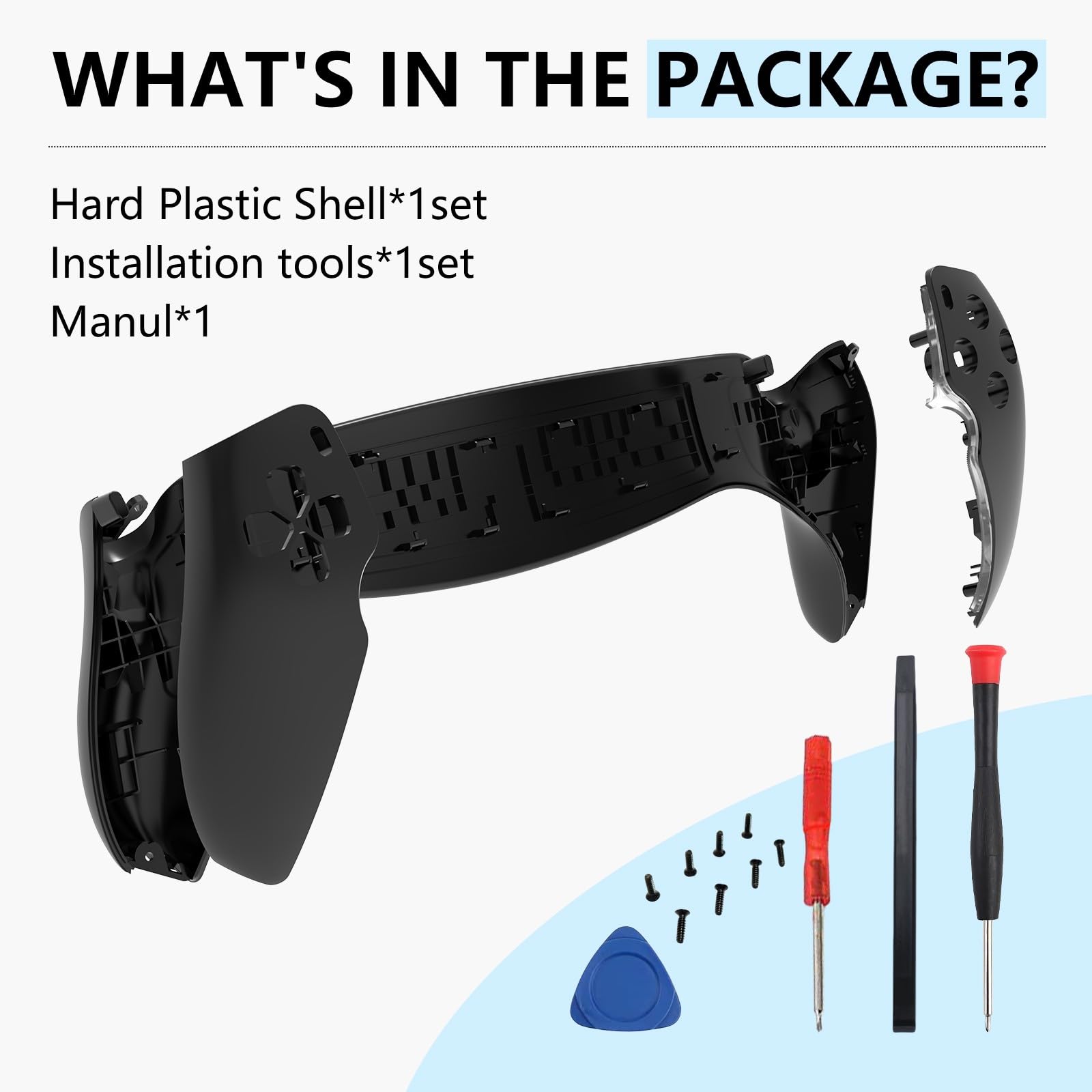 PS5 Portal Faceplate Cover - DIY Replacement Shell for PlayStation Portal Remote Player - Black - Gaming Accessory