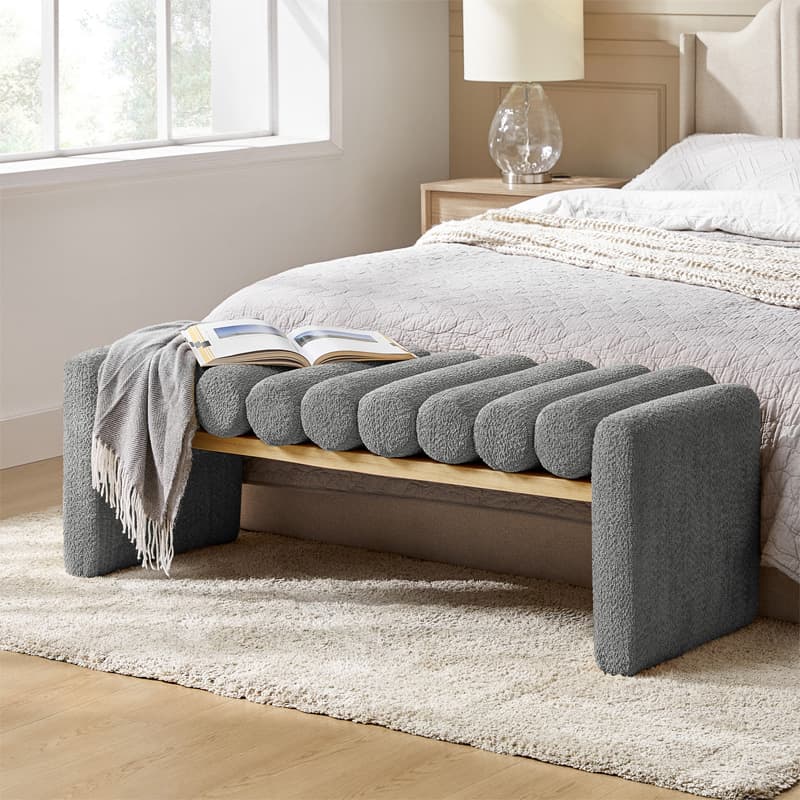 Modern Functional Bench with Solid Wood Seat Frame - Stylish Entryway, Living Room, or Bedroom Seating - Durable & Comfortable for Home Decor