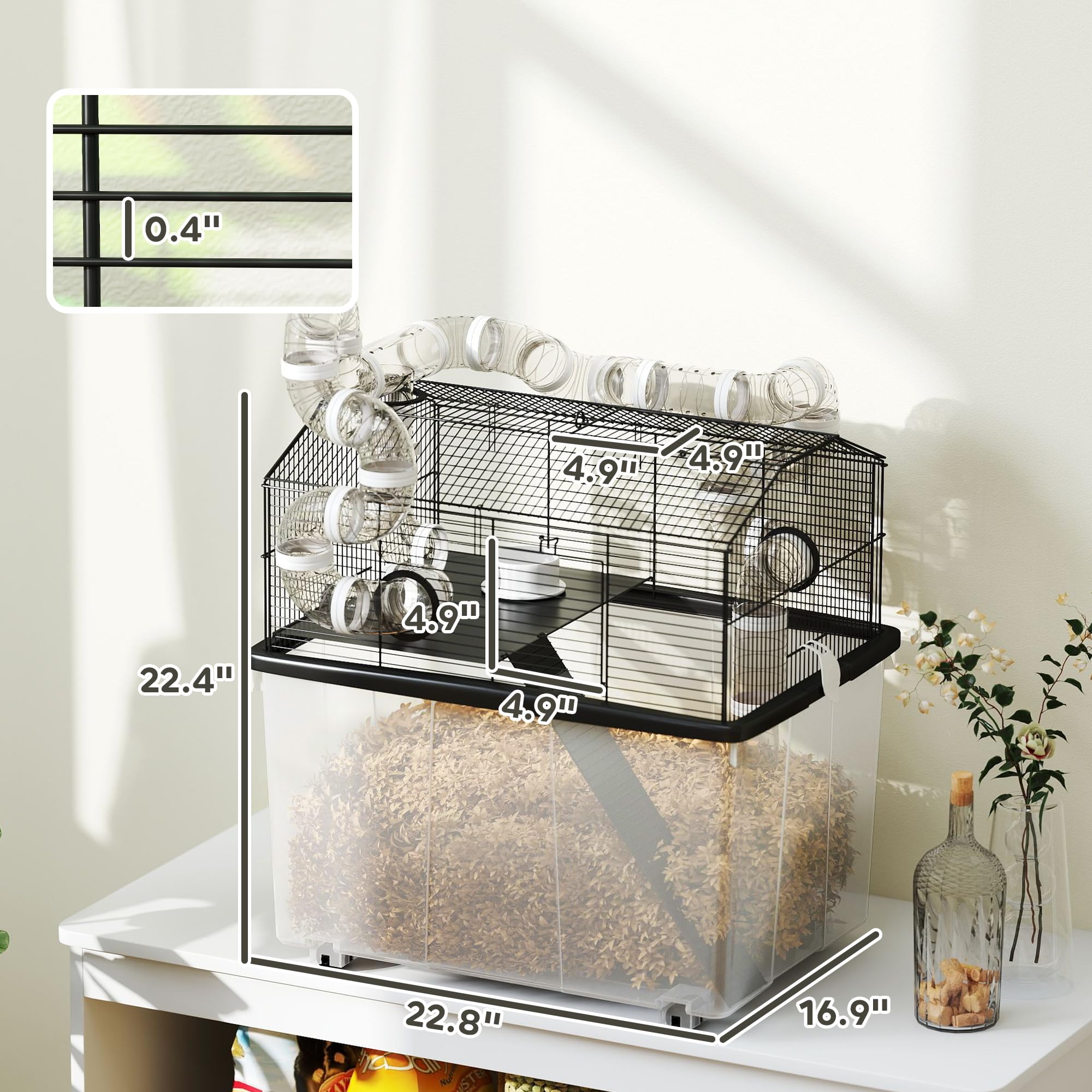 PawHut 2-Tier Large Hamster Cage with 12