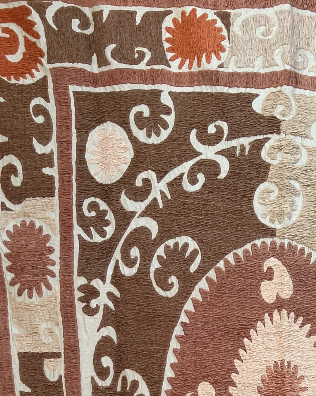 Medium Suzani 049 - Authentic Handmade Suzani Textile for Home Decor, Bedspread, Wall Hanging - Perfect for Boho Chic, Farmhouse & Eclectic Interior Design Styles