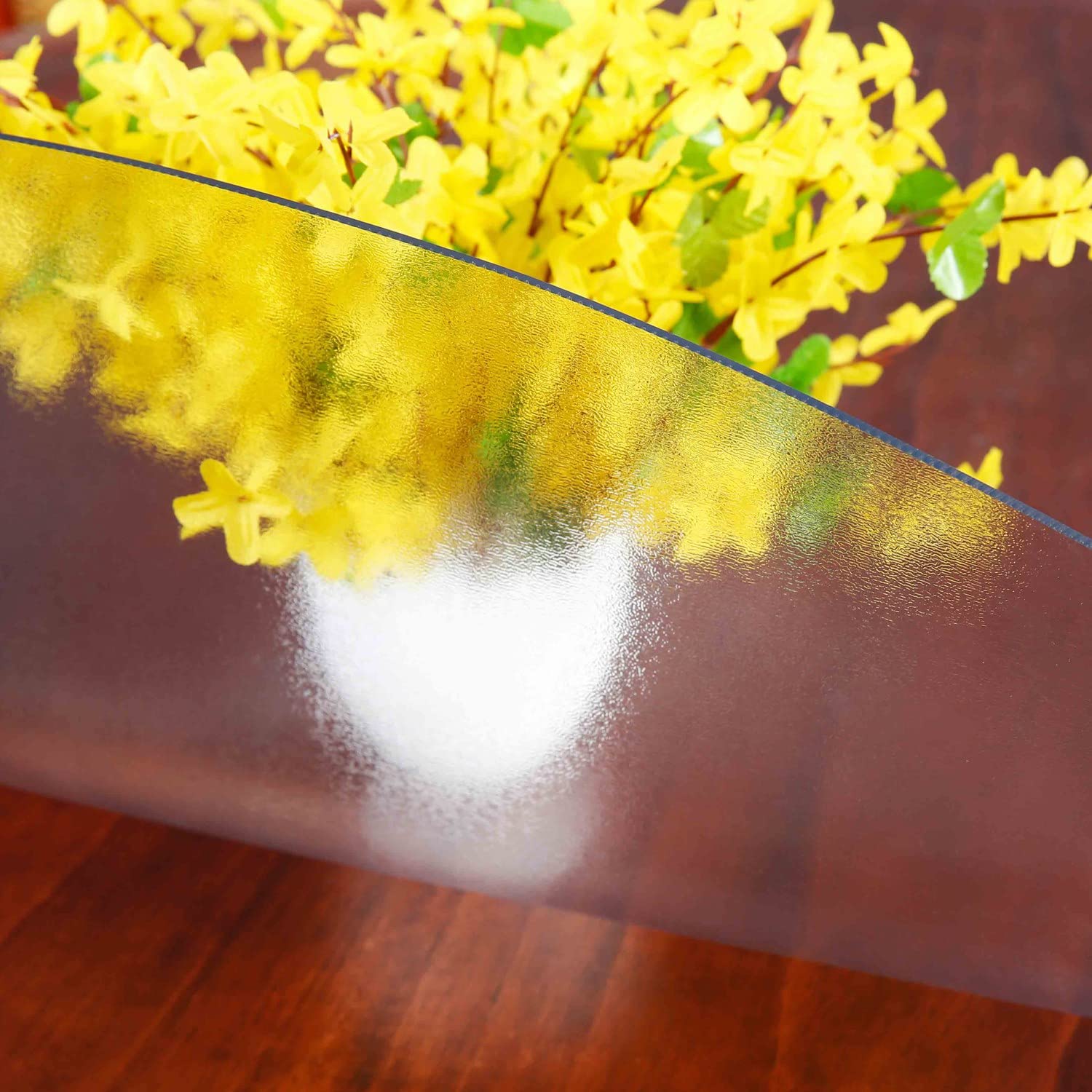 NECAUX 32 Inch Round Frosted Table Cover Protector - 2mm Thick Premium Plastic Tablecloth, Waterproof Scratch Resistant & Unshrinkable - Perfect for Coffee Tables, Dining Tables, and Outdoor Patio Use
