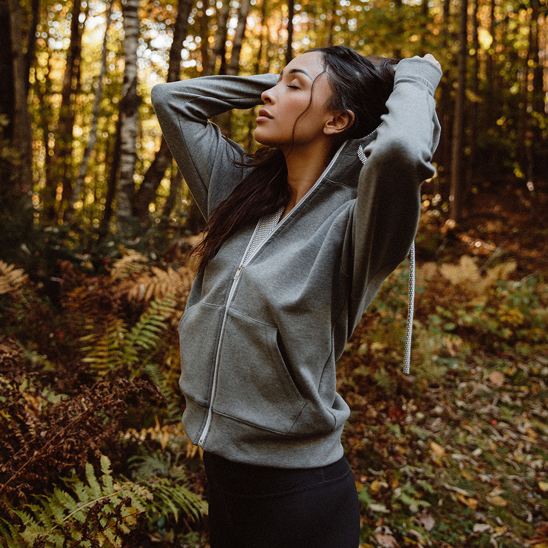 Alta Zip Up Hoodie for Men & Women | Heather Grey Fleece Pullover | Casual Wear, Gym & Outdoor Activities