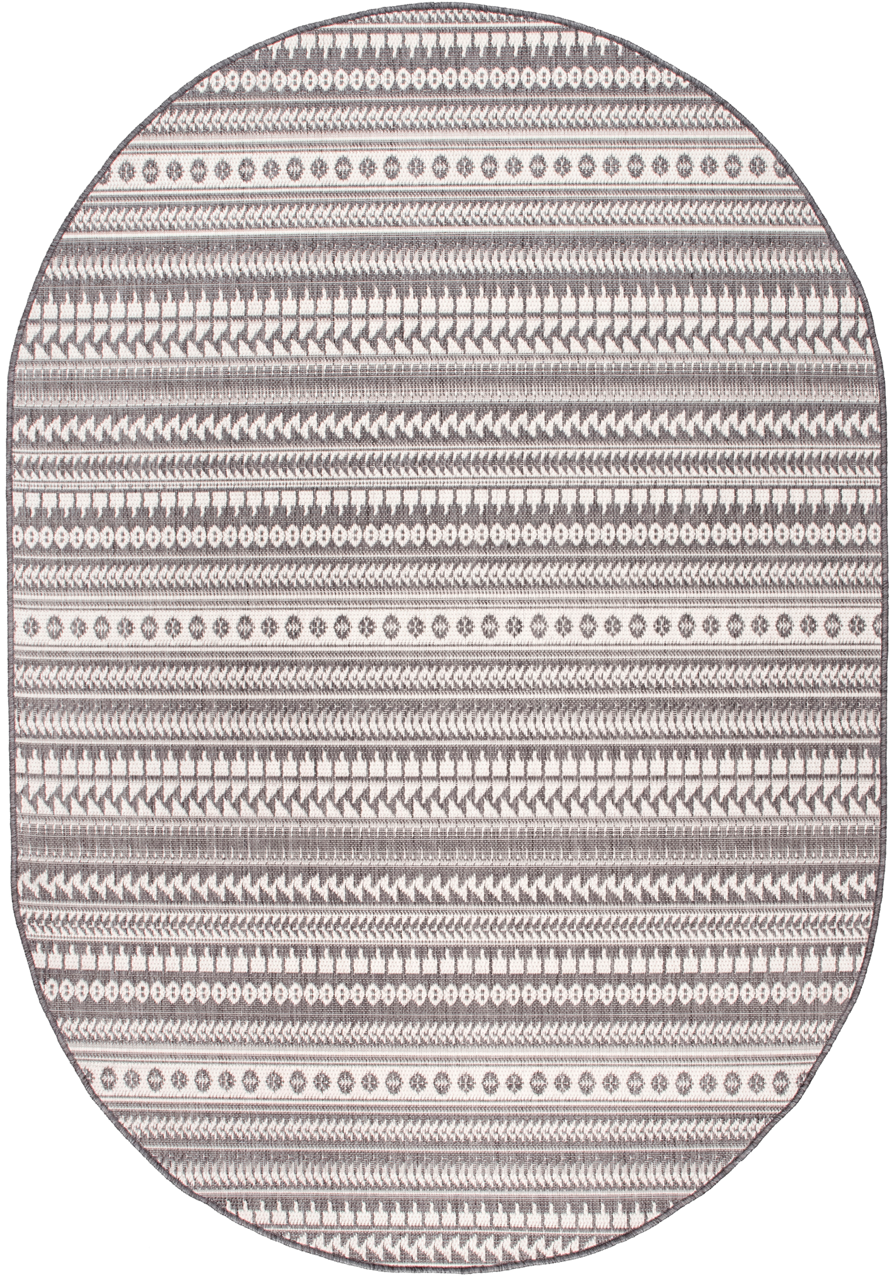 Aztec Bands Indoor/Outdoor Rug - Soft Grey Bohemian Area Carpet for Living Room, Bedroom, Patio & Deck | Water-Resistant & Durable Floor Mat