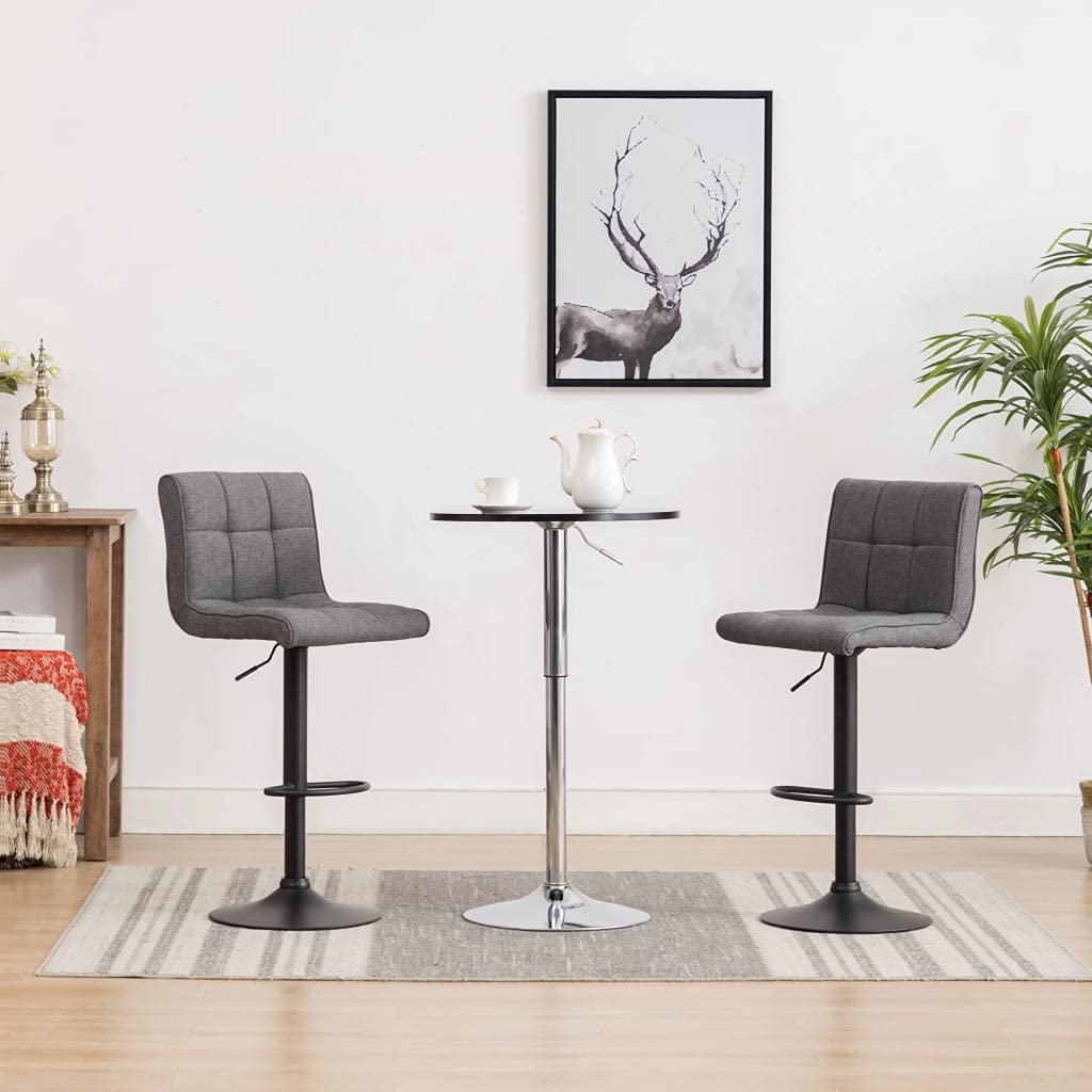Modern Bar Stools Set of 2 - Counter Height Dining Chairs with Back Support, Dark Gray Fabric Upholstery - Perfect for Kitchen Islands, Home Bars & Pub Settings
