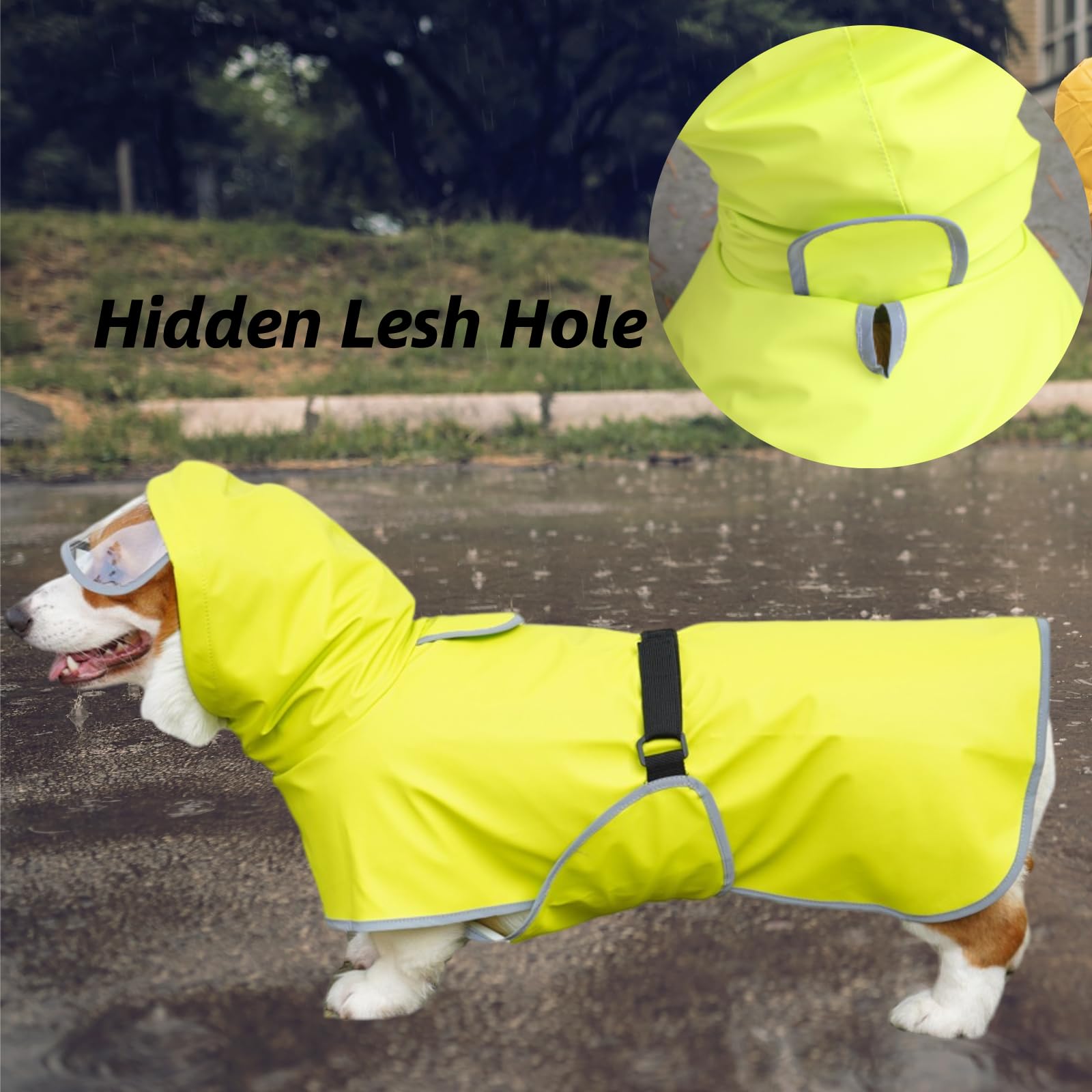 Waterproof Dog Raincoat with Hood - Reflective & Adjustable for Small Dogs - Outdoor Walking