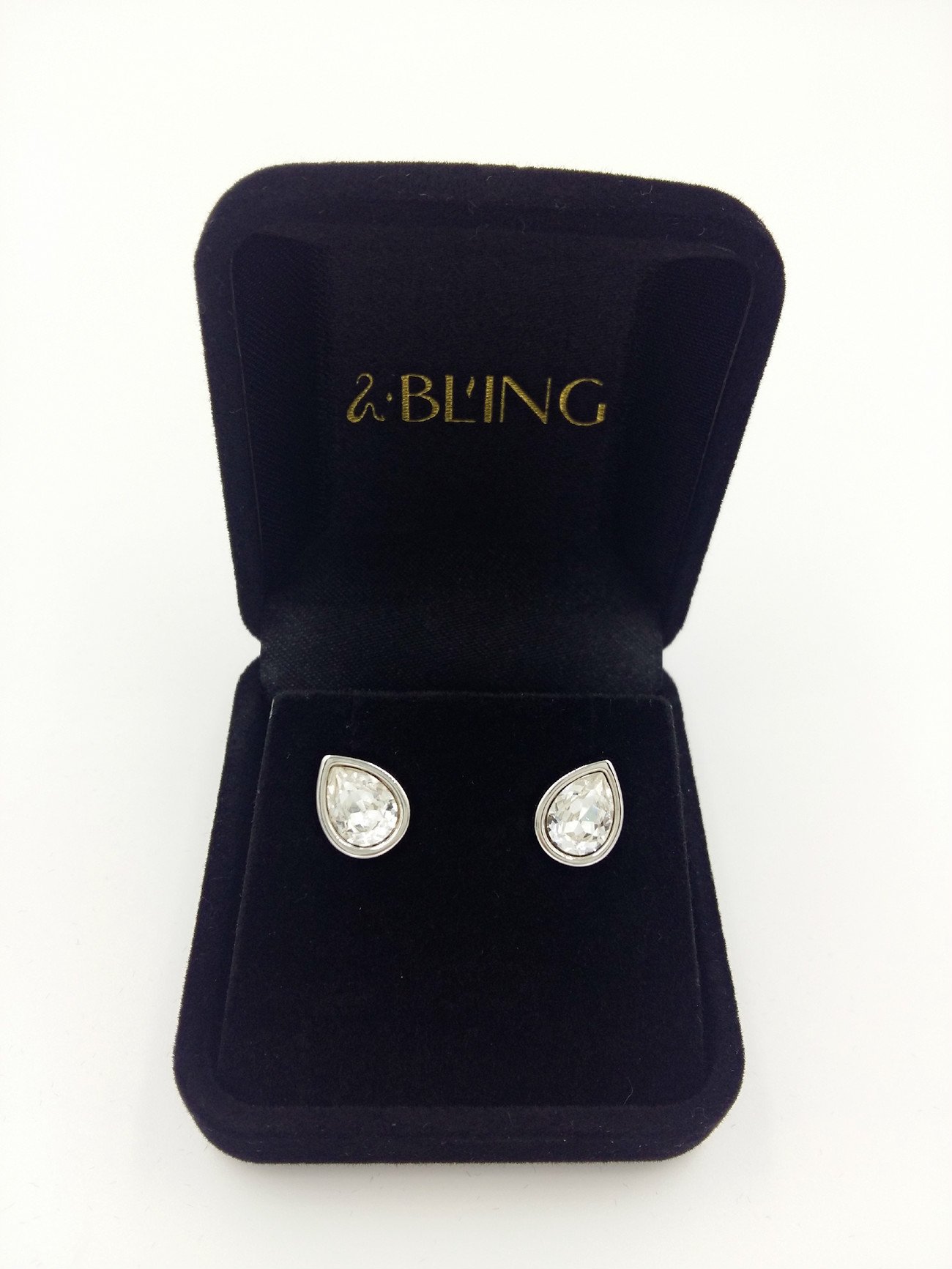 Platinum Teardrop Stud Earrings with Austrian Crystals - Elegant Women's Jewelry for Parties & Gifts