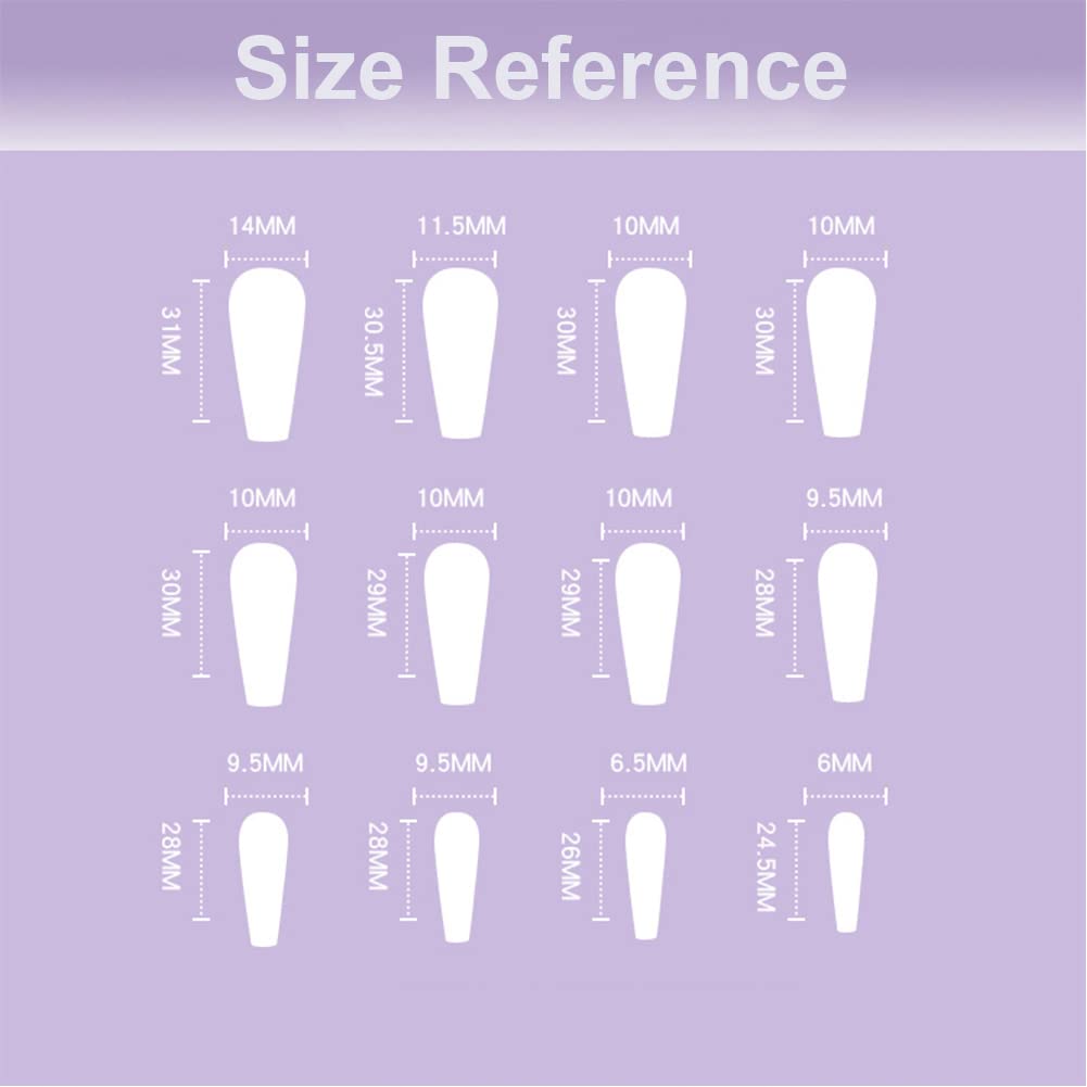 24Pcs Long Coffin Press on Nails - Flame Design Glossy Fake Nails for Women, Full Cover Ballerina Clip on Nails, Easy to Apply at Home, Perfect for Parties, Weddings & Special Occasions