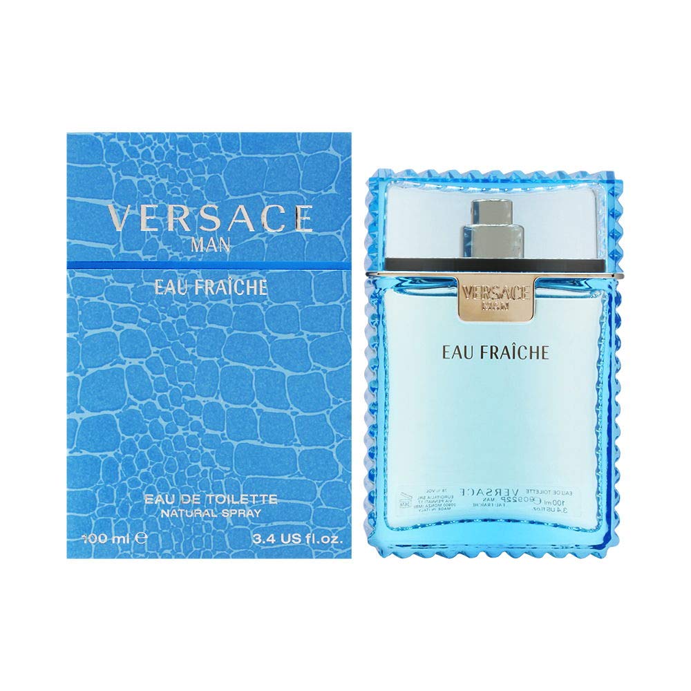 Versace Yellow Diamond Eau de Toilette Spray for Women 3.0 oz & Man Eau Fraiche EDT Spray for Men 3.4 oz - Luxury Fragrance Gift Set for Date Night, Anniversary & Special Occasions