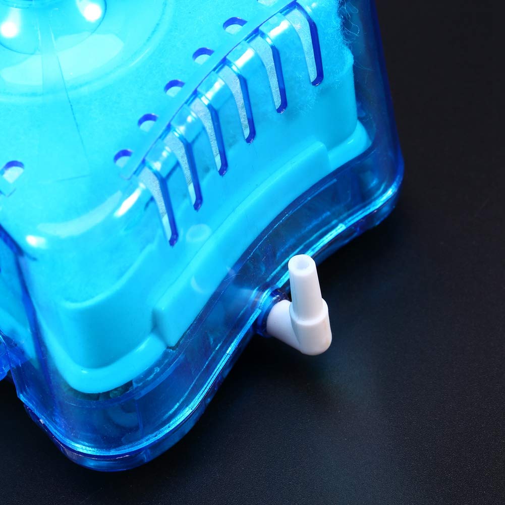 EVTSCAN Mini Aquarium Fish Tank with Pneumatic Biochemical Activated Carbon Filter - Blue | Compact Underwater Filtration System for Small Fish Tanks, Betta Bowls & Desktop Aquariums