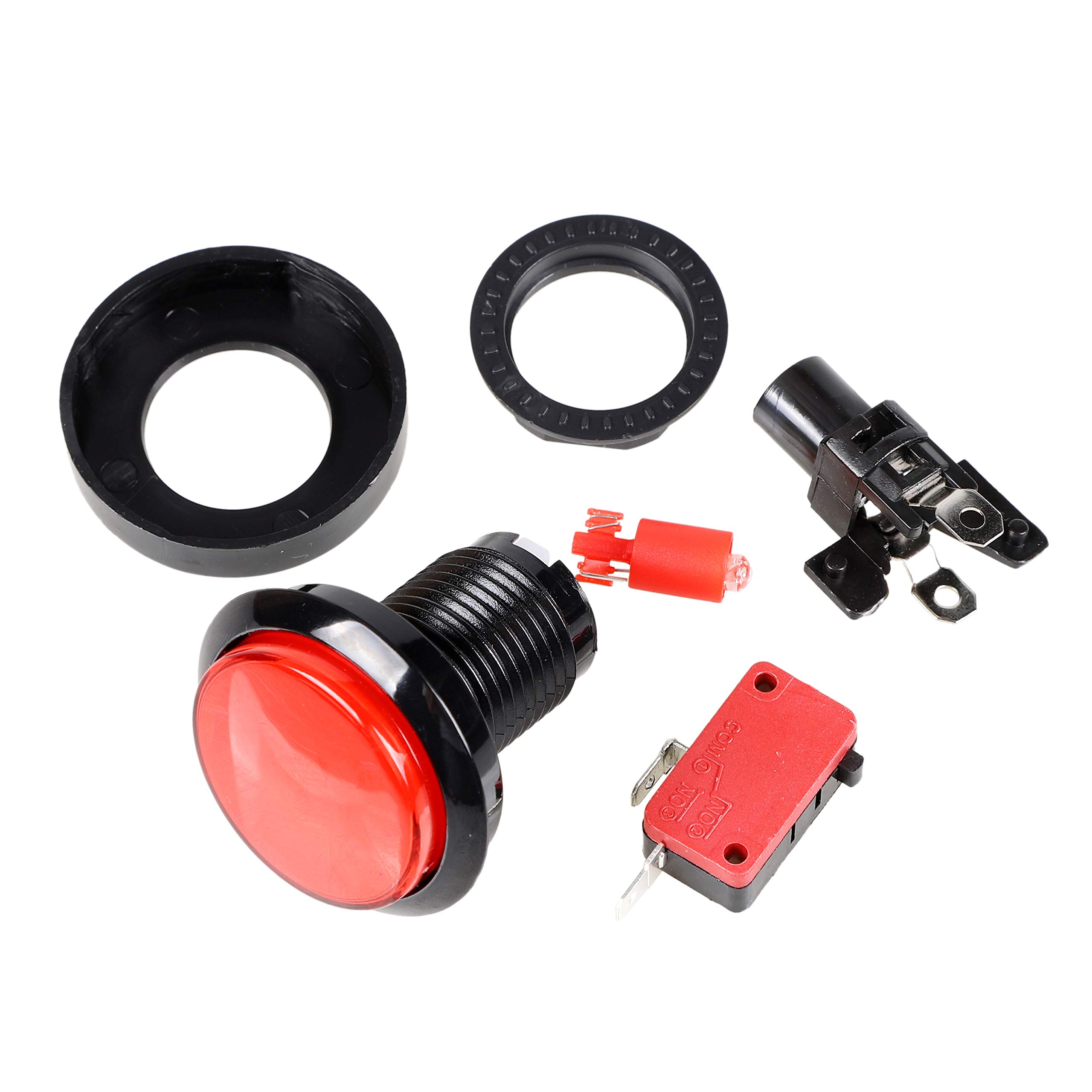 EG STARTS 5-Pack 45mm LED Arcade Push Buttons - Red Illuminated Game Switches for Arcade Machines, MAME Cabinets & DIY Gaming Controllers - Perfect for Coin-Op Games, Retro Gaming & Home Arcade Builds
