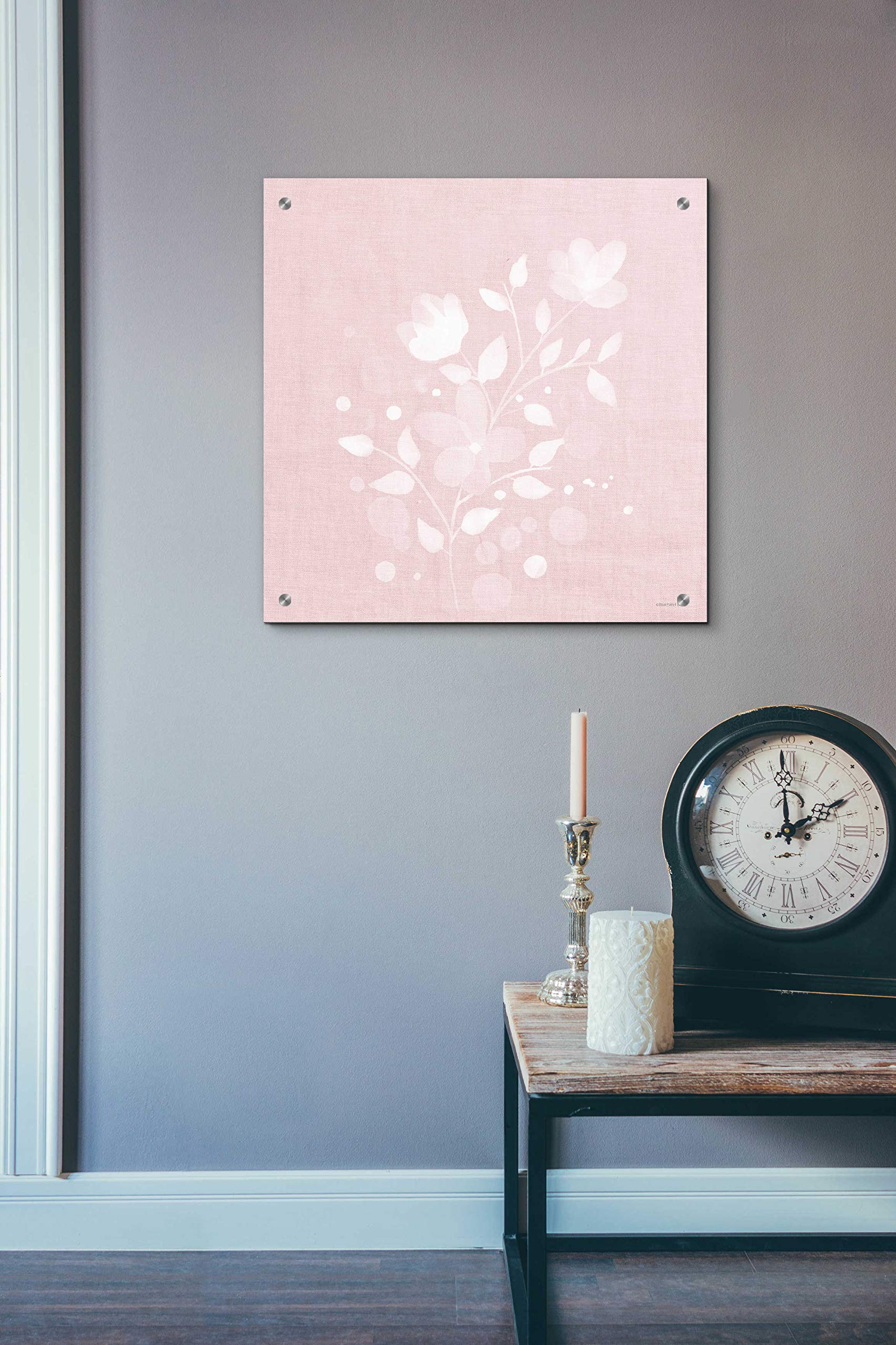 Epic Art 'Pink Flower Bunch II' by Bluebird Barn - 24x24 Inch Acrylic Glass Wall Decor - Modern Floral Painting for Living Room, Bedroom & Office