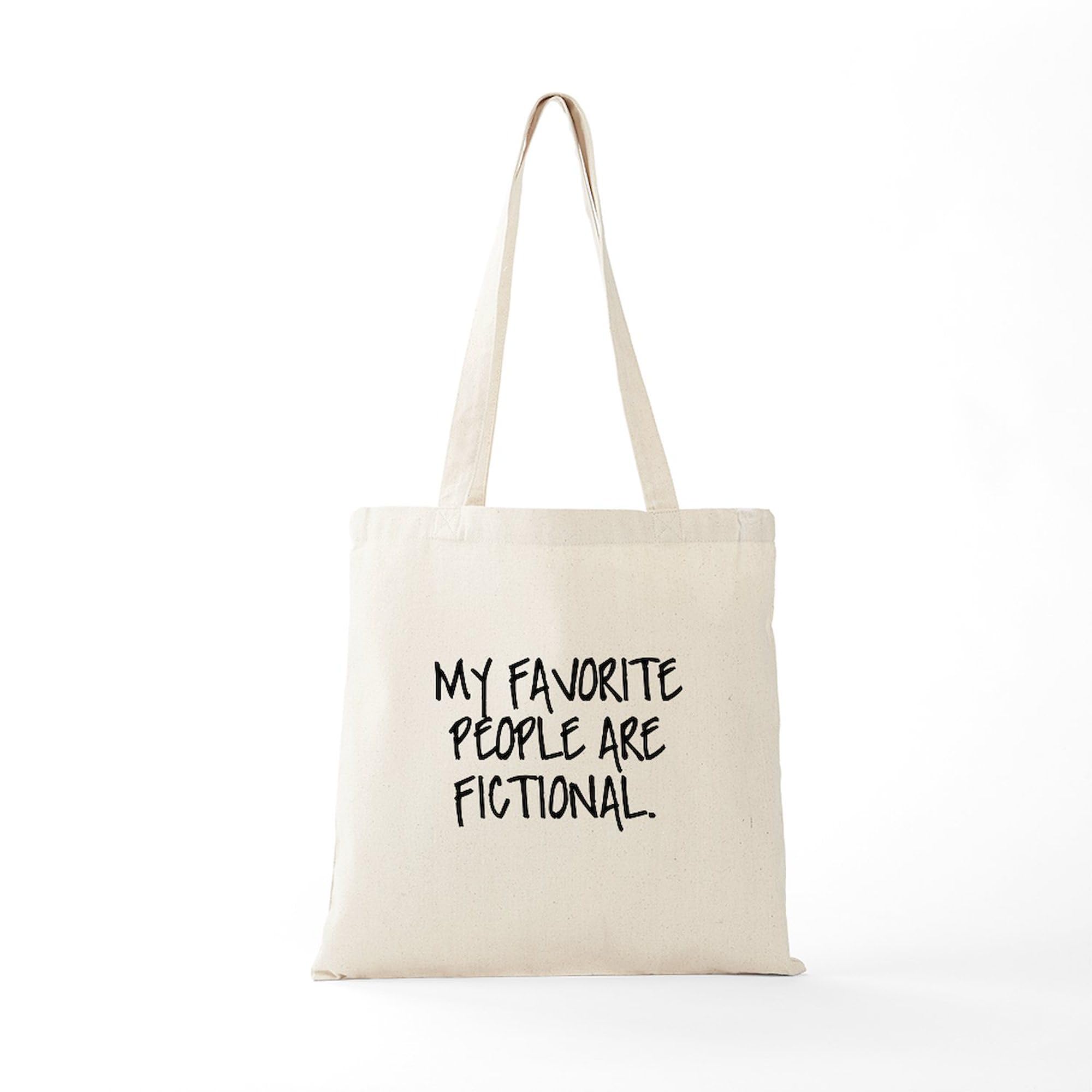 My Favorite People Are Fictional - Natural Canvas Tote Bag | Reusable Shopping Bag for Book Lovers, Library & Comic Con