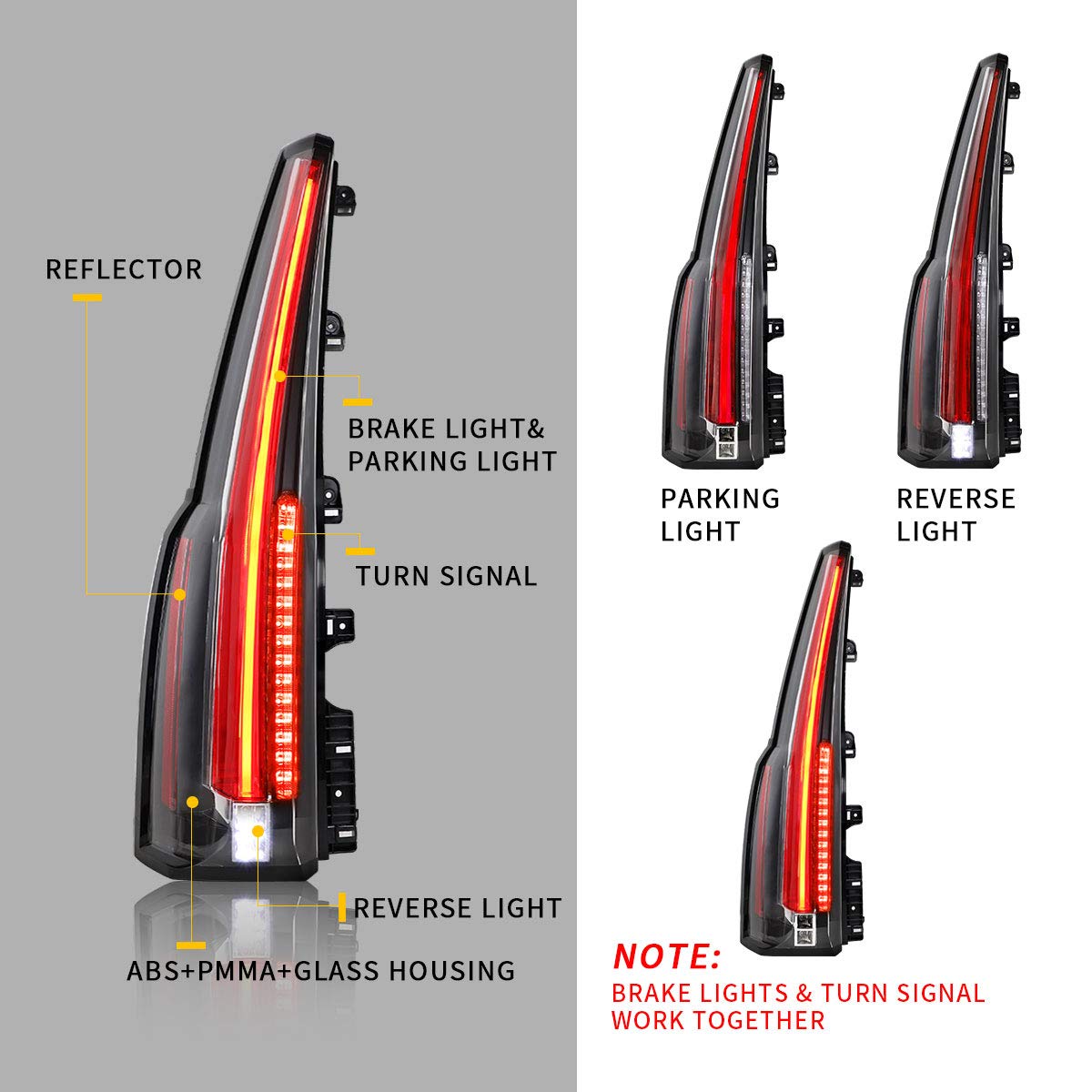 YUANZHENG Full LED 4-Pin Tail Lights Assembly for Chevy Tahoe & Suburban 2015-2020 (Excluding GMC) - Red Turn Signal, Direct Replacement Part YAB-CHE-0268A | Enhanced Night Visibility & Safety for SUV Driving