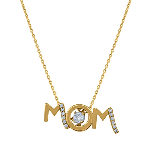 14K Yellow Gold Cubic Zirconia Pendant Necklace for Women - Sparkling Simulated Diamond Mother's Jewelry Gift, Perfect for Anniversaries, Birthdays & Special Occasions