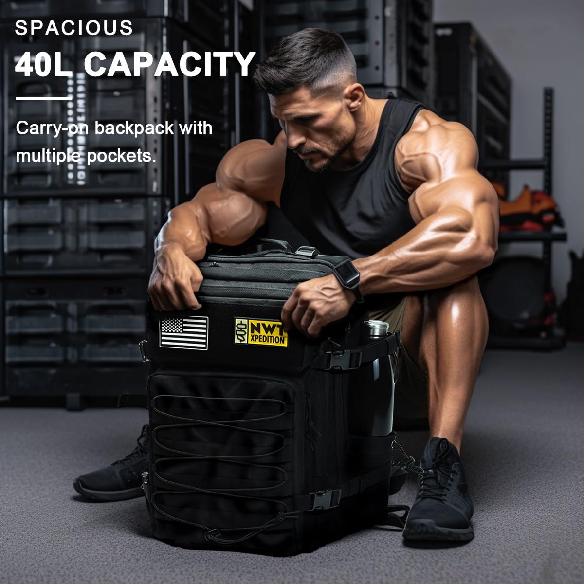 **Military Tactical Backpack - Durable Molle Laptop Rucksack for Hiking, Camping, Travel & Gym - Army Green | Perfect for Outdoor Adventures, Work & Daily Commute**