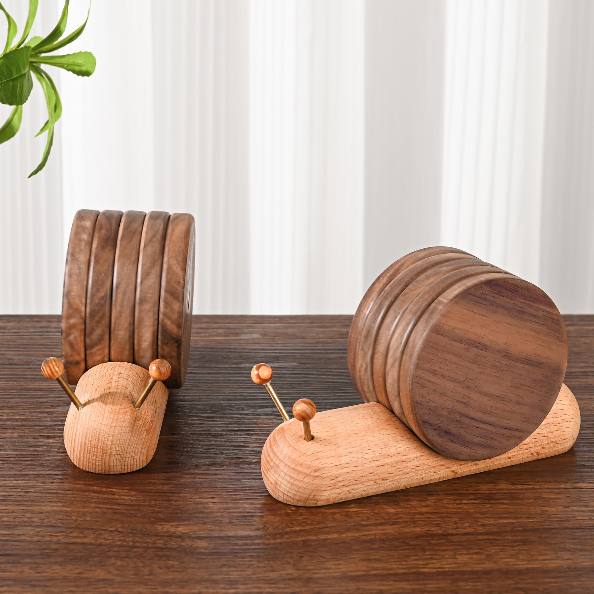 Funny Wooden Drink Coasters Set of 4 - Cute Unique Housewarming Gifts for Mom, New Home Decor, Table Decor, Weird Stuff Gifts (3.5x3.5 Inches) - Perfect for Coffee Tables, Bar Countertops & Party Entertaining
