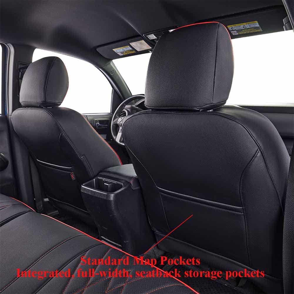 Premium EKR Custom Fit Leather Car Seat Covers for Nissan Rogue 2017-2020 (Excludes Rogue Sport) - Black with Red Stitching - Durable Protection & Stylish Upgrade for Daily Commute & Road Trips