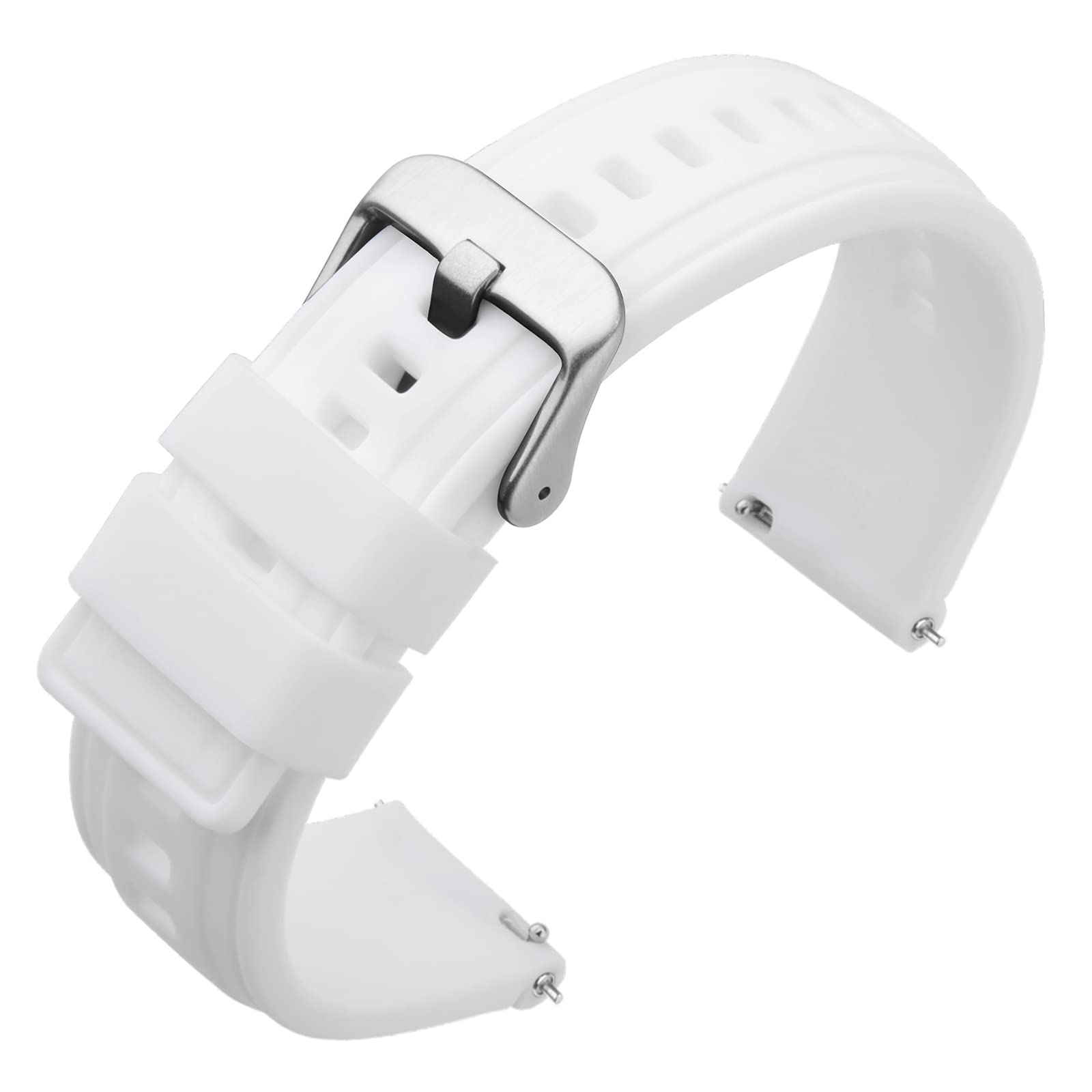ANNEFIT 22mm Silicone Watch Band for Men - Quick Release Soft Rubber Replacement Strap (White) - Perfect for Sports, Work & Everyday Wear