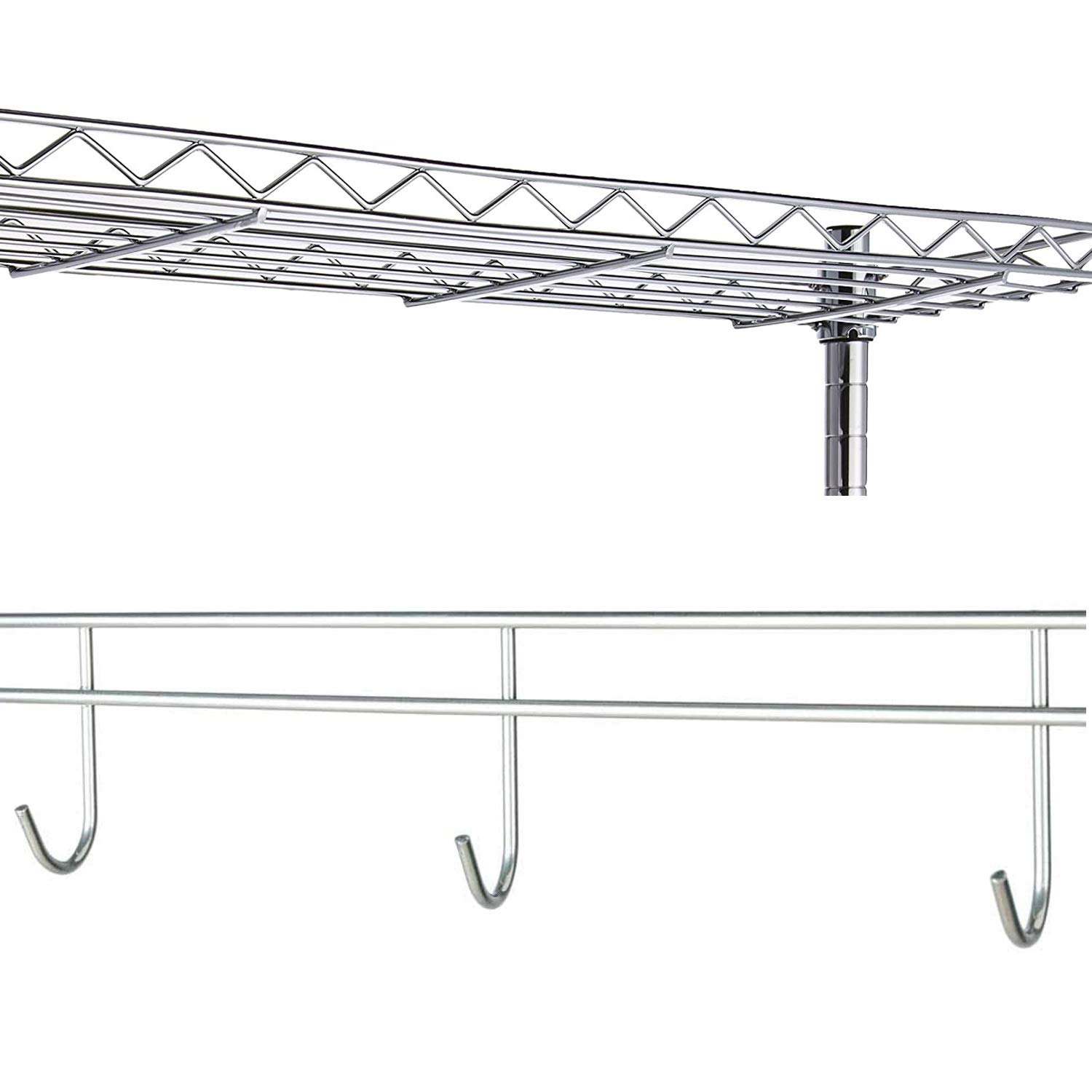 Stainless Steel Kitchen Bakers Rack with Microwave Stand & Spice Organizer - Utility Storage Shelf with Hooks, MDF Table & Wheels for Small Space Kitchen Organization | Perfect for Baking, Cooking & Coffee Station Setup