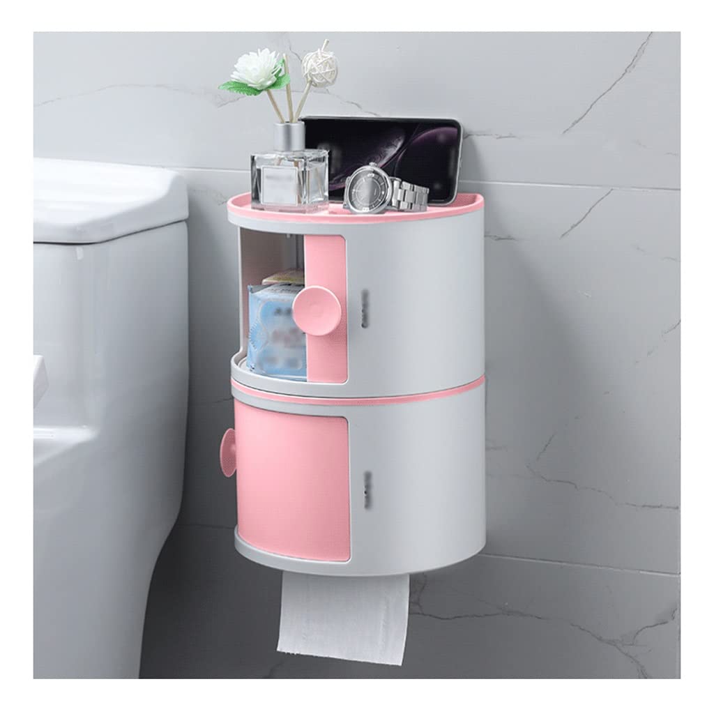 Wall Mount Double-Layer Toilet Paper Holder with Shelf - Waterproof, No-Drill Bathroom Tissue Storage - Space-Saving Paper Towel Organizer for Bathroom, Kitchen, or RV (Color B, Double Layer)
