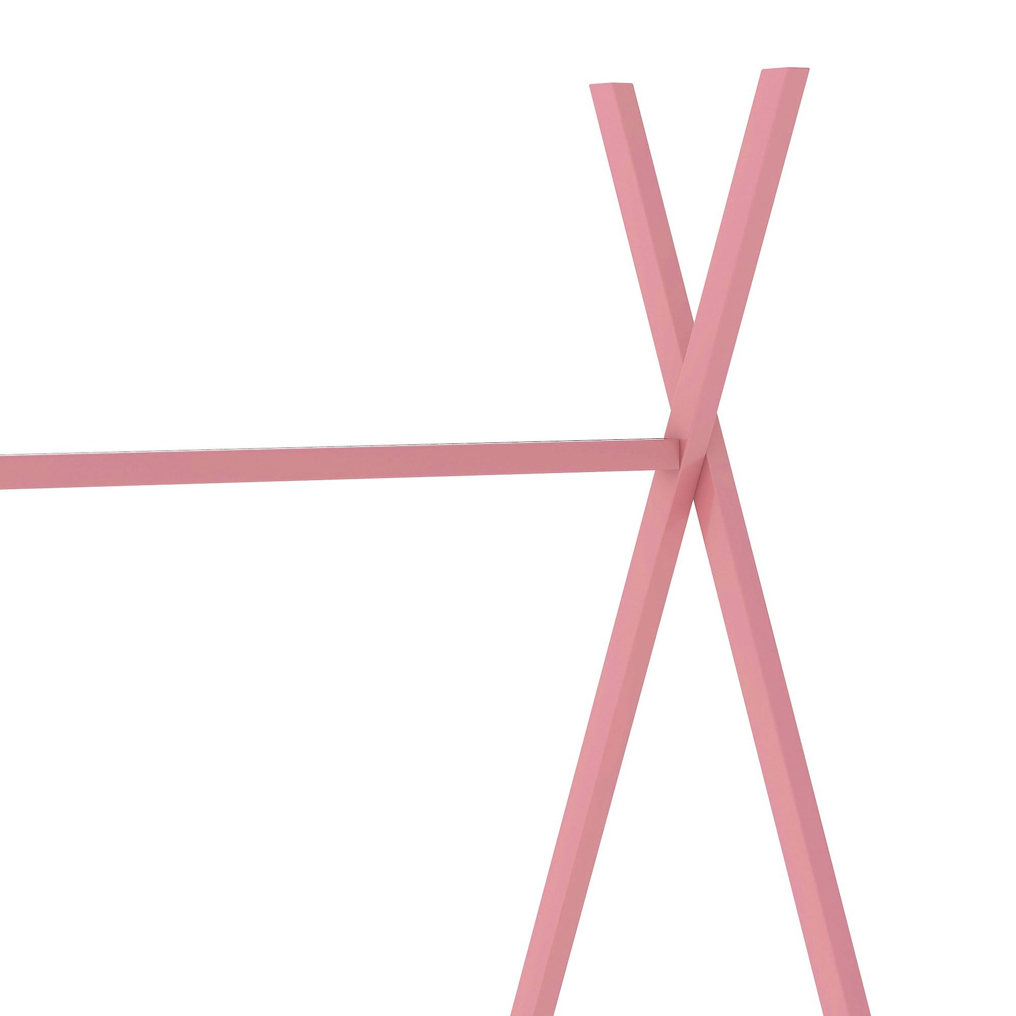 Montessori Twin Floor Bed Frame with Slats & Triangle Structure - Sturdy House Bed for Kids, Boys & Girls - Pink Wooden Toddler Bed for Playroom, Nursery or Kids Bedroom