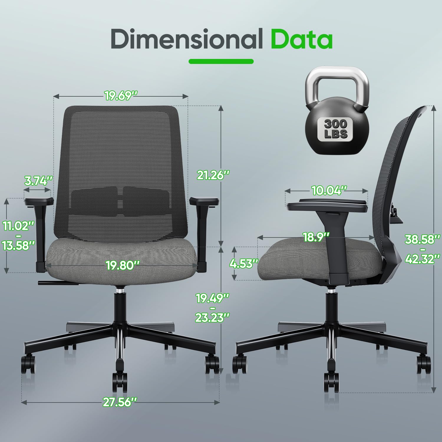 Ergonomic Office Chair with Adjustable Lumbar Support & 3D Armrests - Breathable Mesh Computer Desk Chair with Tilt Function, Wide Seat & Swivel Base - Perfect Executive Task Chair for Home Office, Gaming & Corporate Workspaces