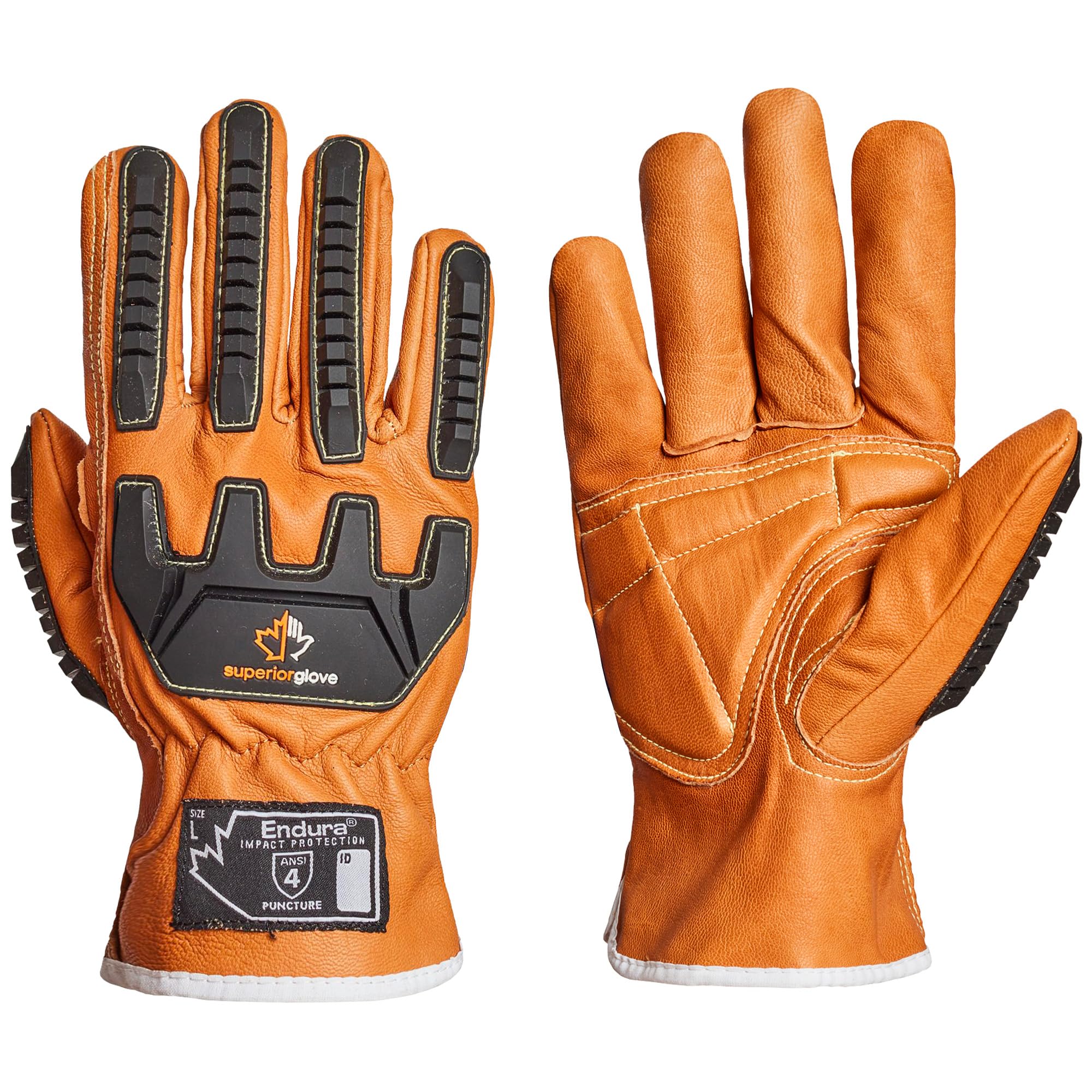 Premium Goatskin Leather Work Gloves - Anti-Impact Backing for Maximum Hand Protection - Durable Safety Gloves Water Resistant 378GKVSB (1 Pair) Size Large - Ideal for Construction, Woodworking, and Heavy-Duty Tasks